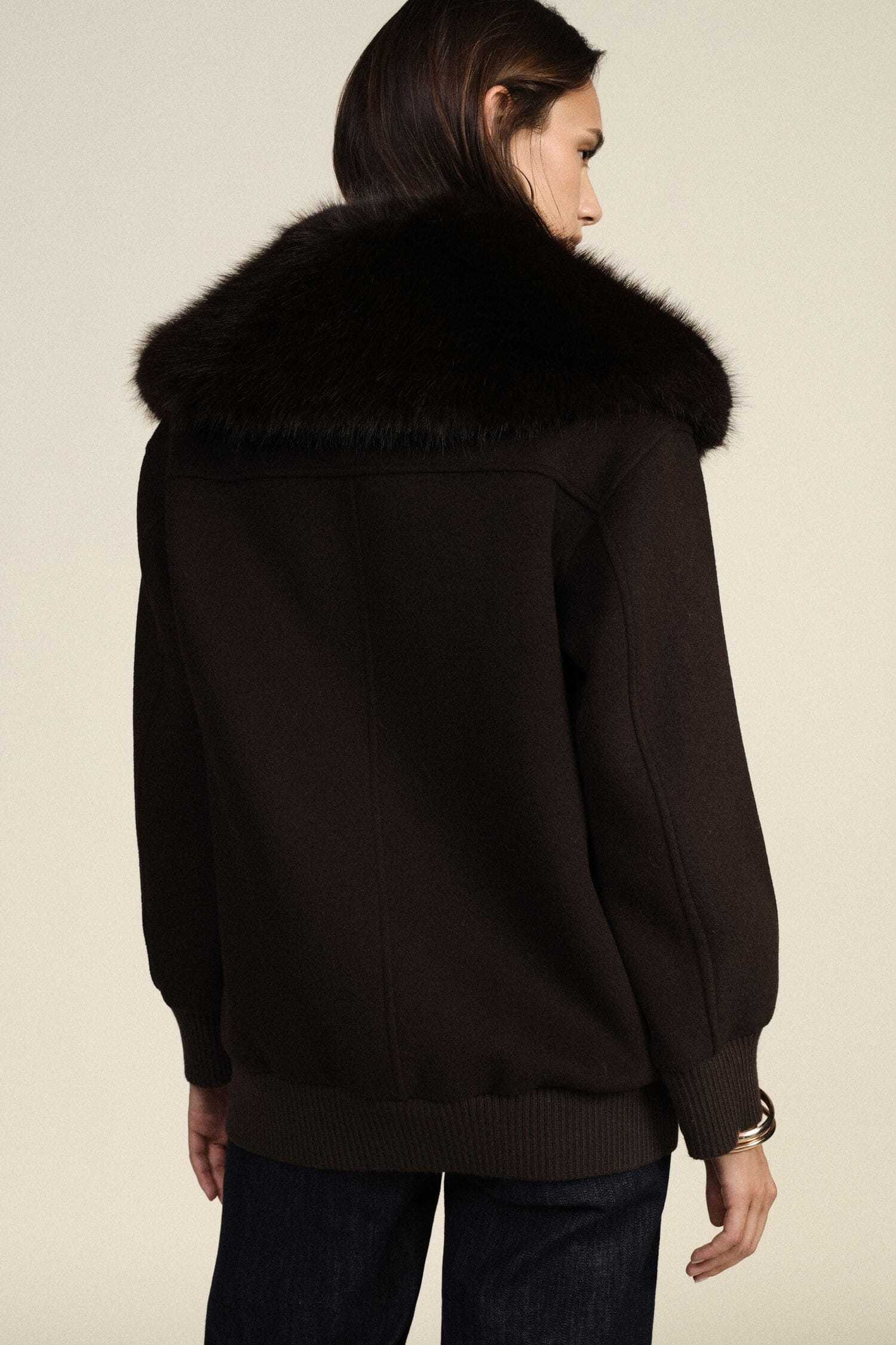 Manteau Dixie à col en fourrure et poches plaquées