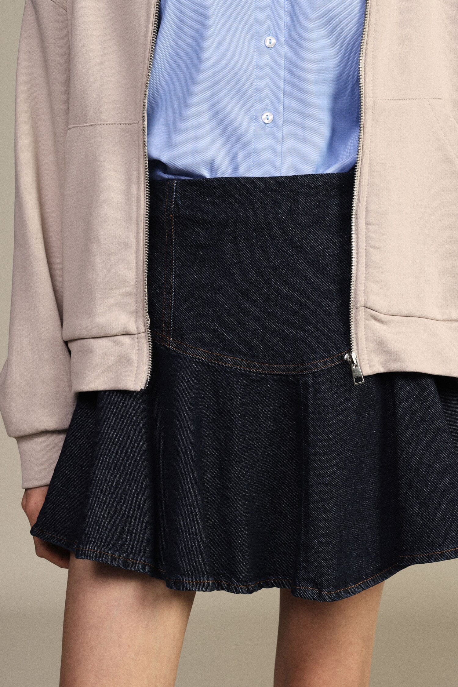 Gonna Corta Denim Con Balza Svasata Dixie