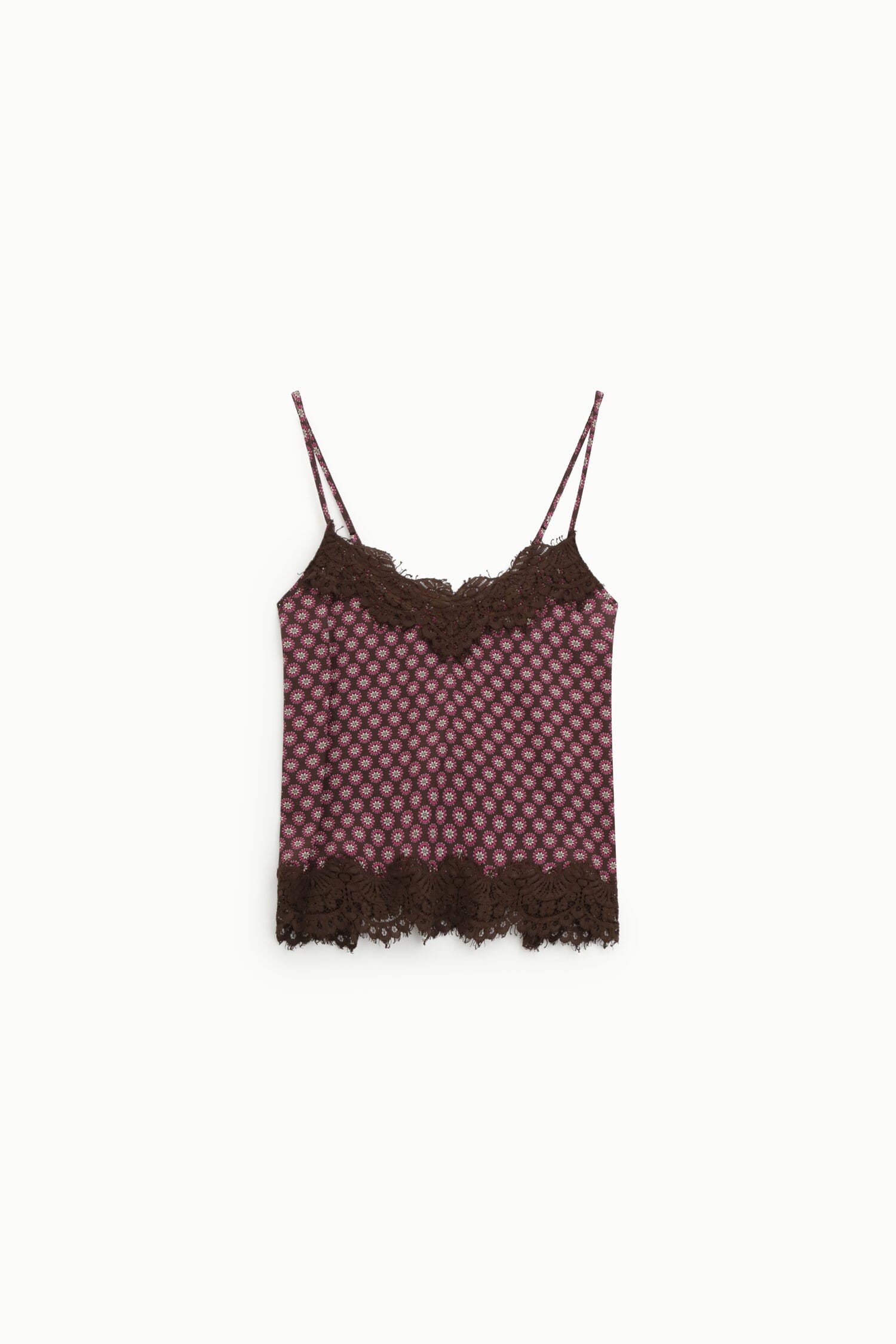 Top Con Spalline Sottili E Pizzo Stampato Dixie