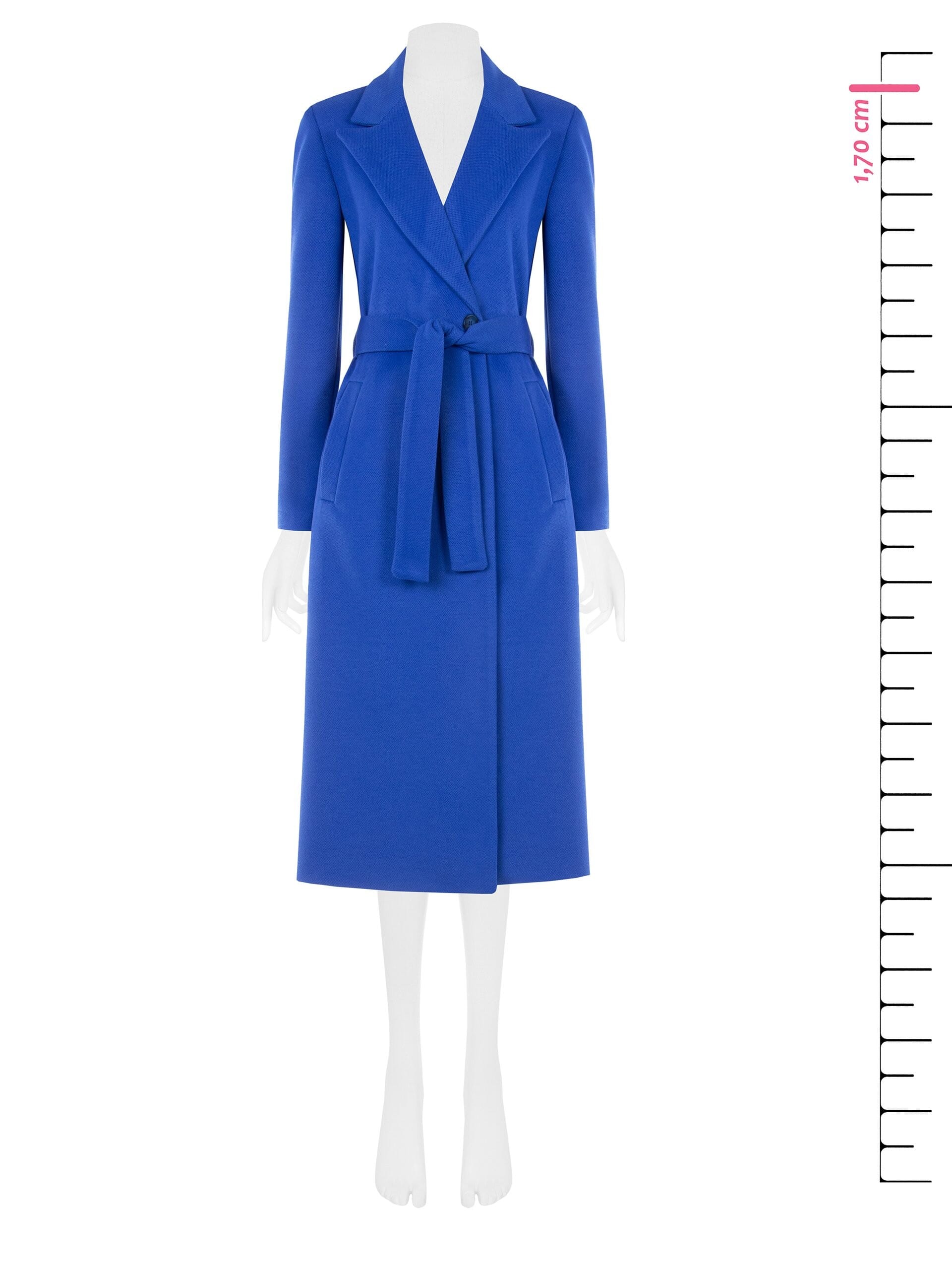 Manteau en laine, coupe droite, avec ceinture assortie, collection « Rinascimento »