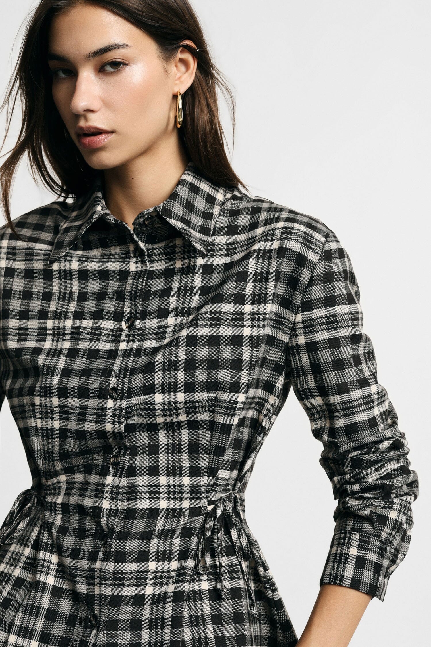 Camicia Stampa Check Con Coulisse Laterali Please