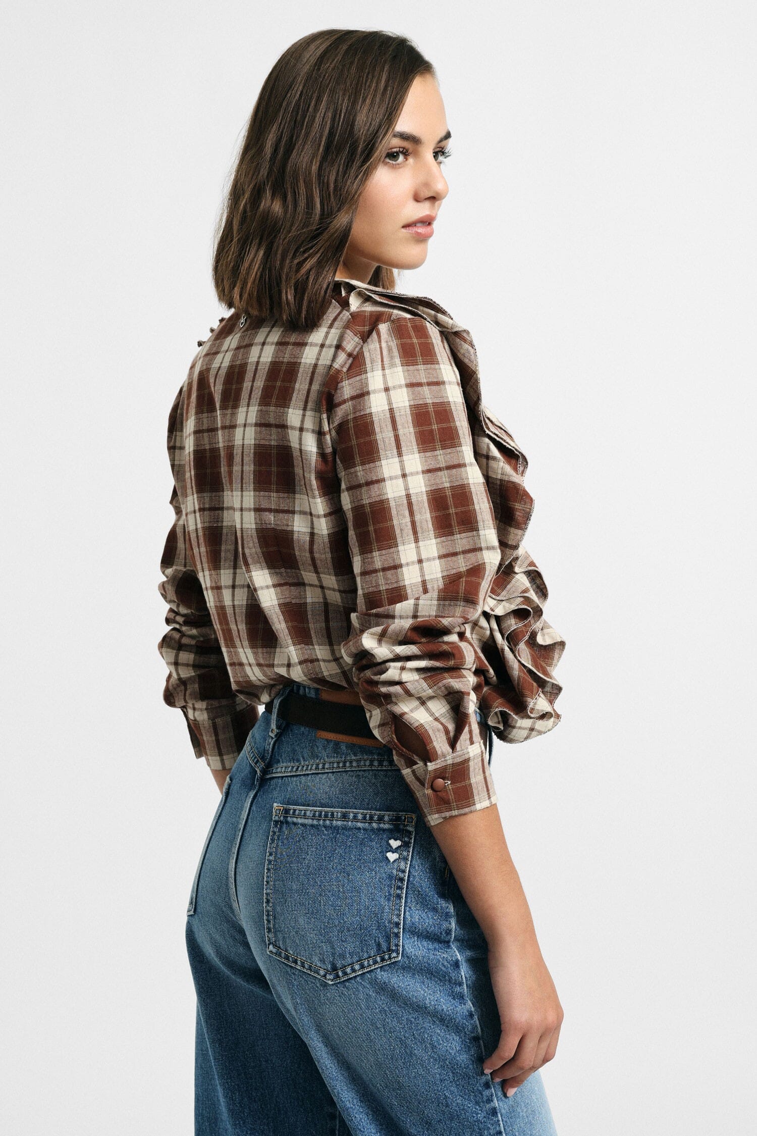Camicia A Quadri Con Rouches Frontali Please