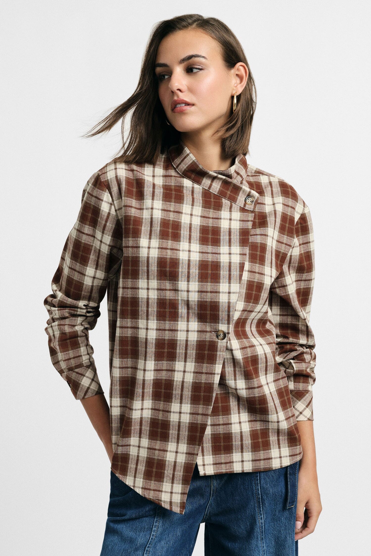 Camicia A Quadri Chiusura Asimmetrica Please