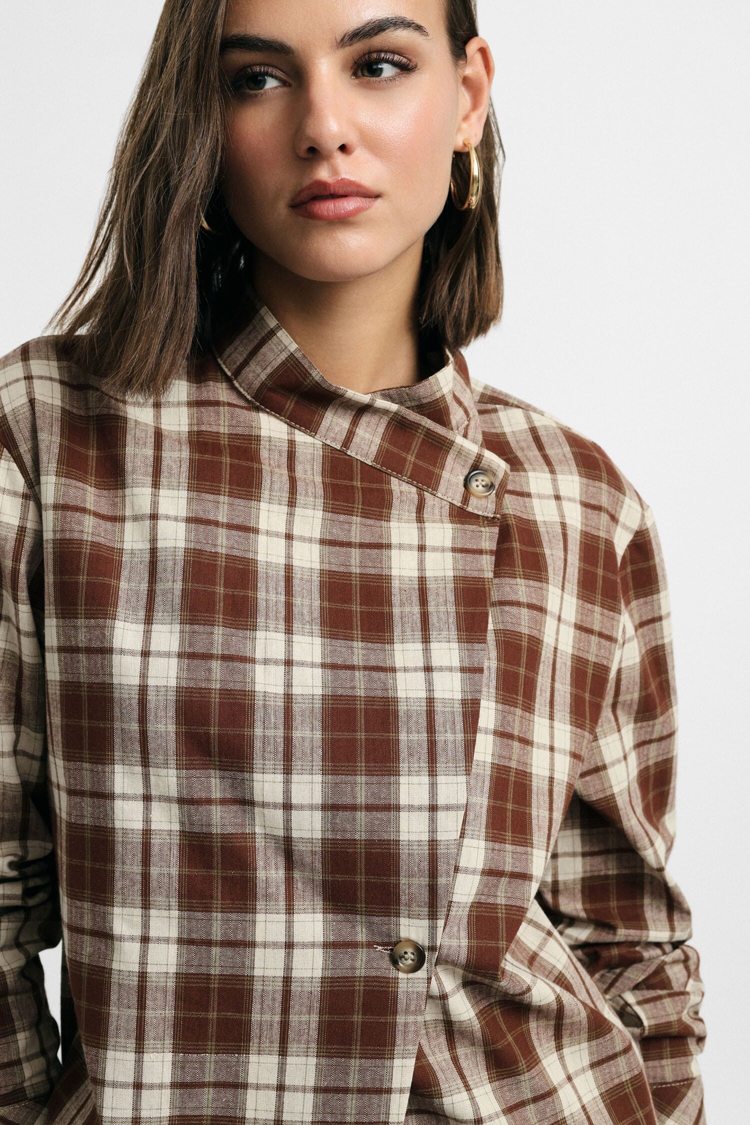 Camicia A Quadri Chiusura Asimmetrica Please