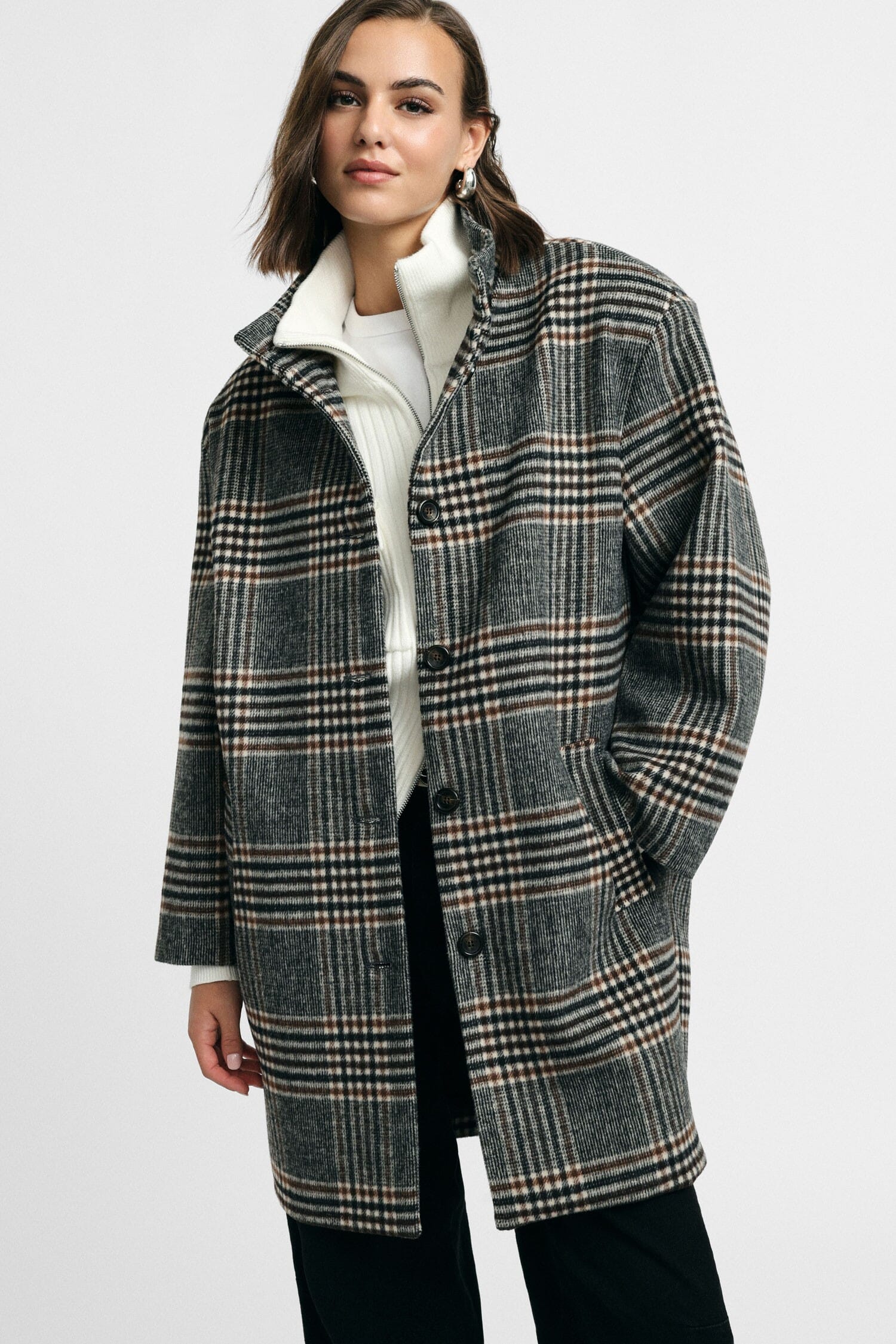 Cappotto A Quadri Con Bottoni E Tasche Laterali Please