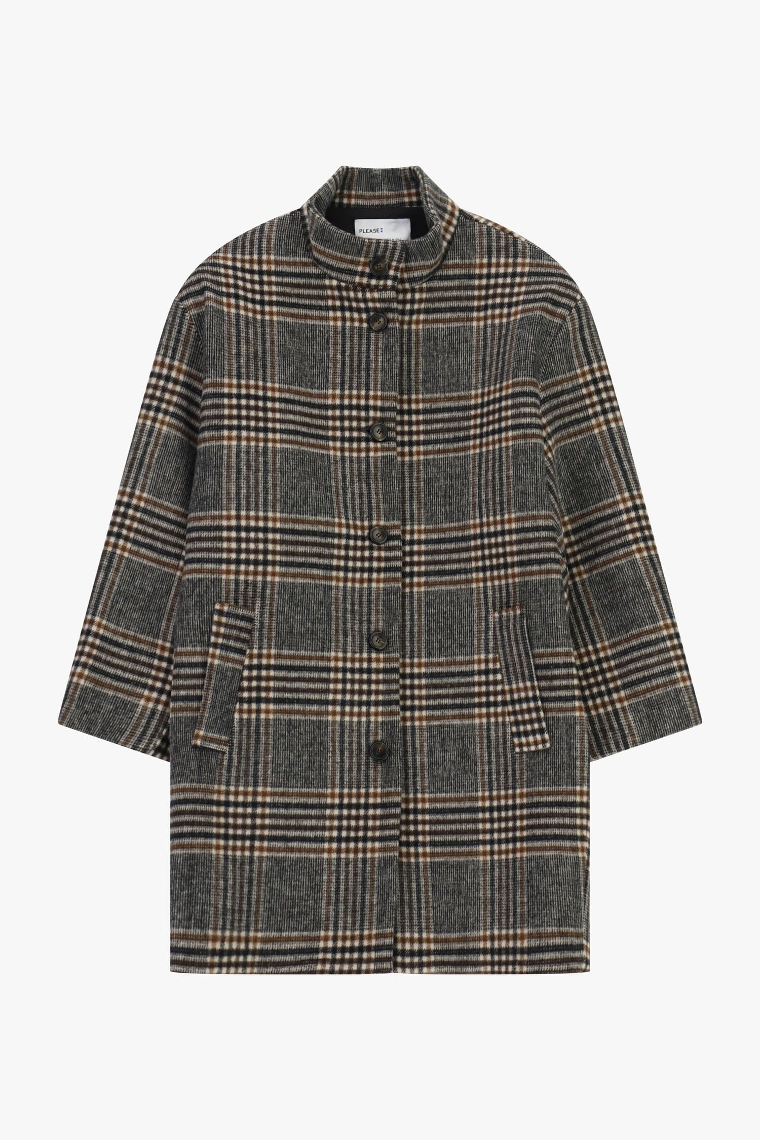 Cappotto A Quadri Con Bottoni E Tasche Laterali Please
