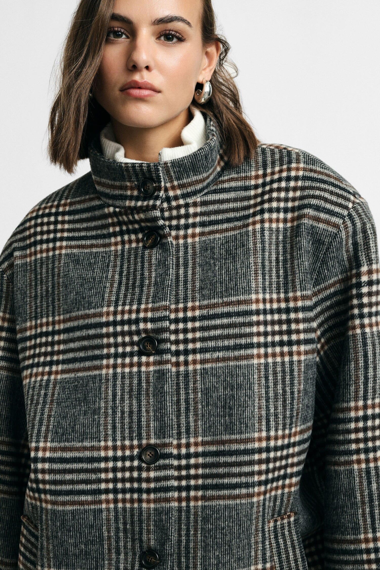 Cappotto A Quadri Con Bottoni E Tasche Laterali Please