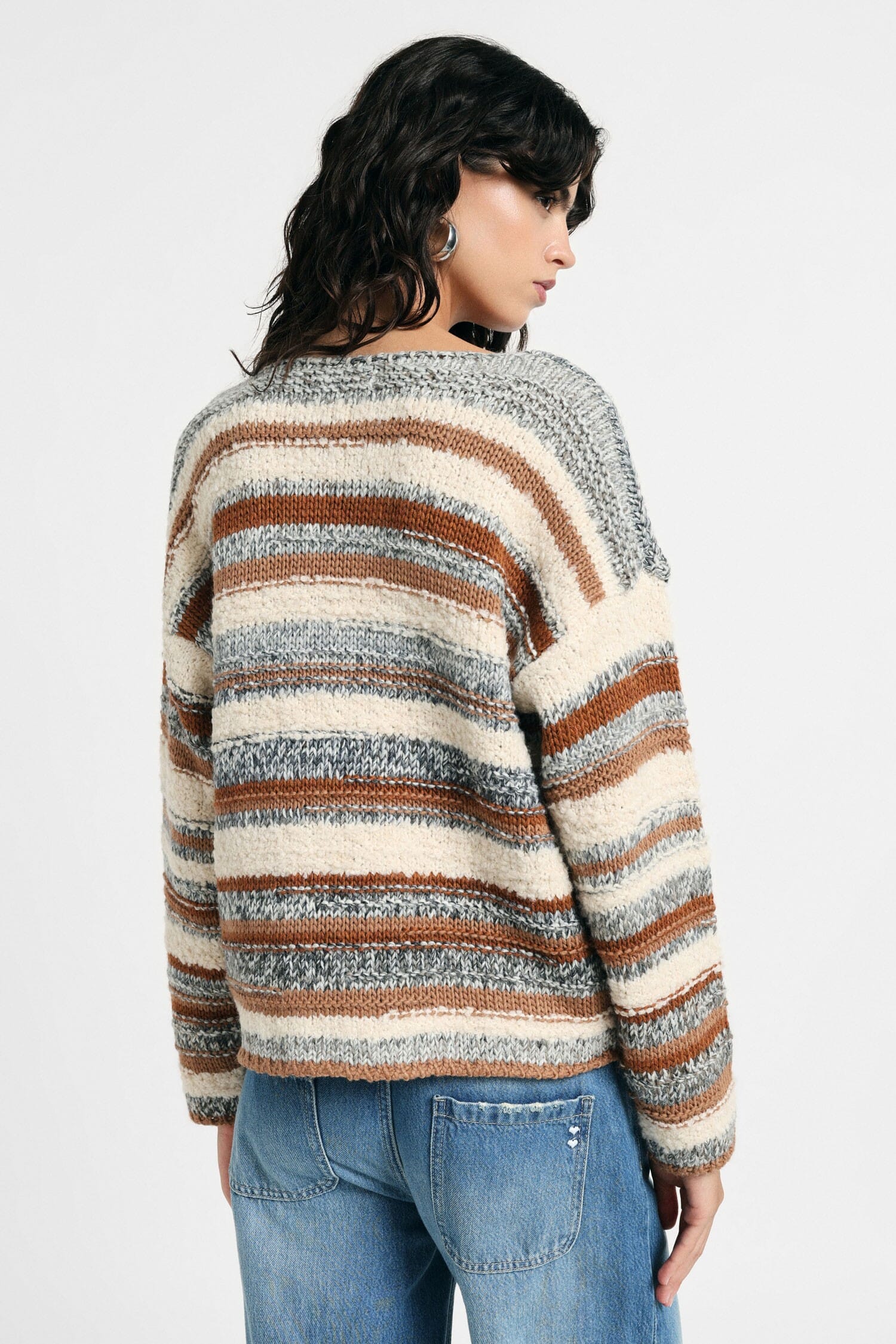 Maglione Pullover A Righe Con Maniche Lunghe Please