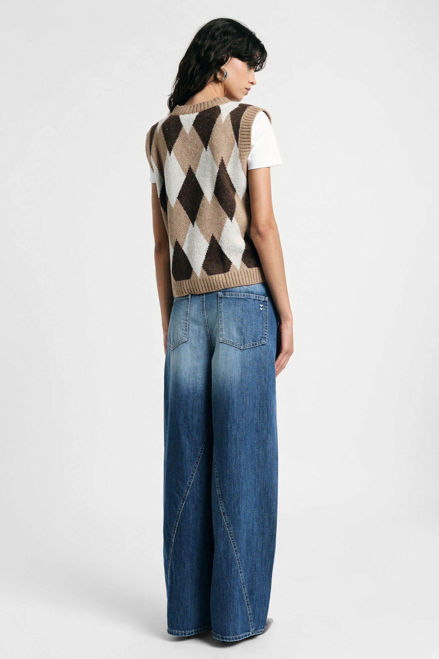 Jeans Wide Leg Vita Media Effetto Slavato Please