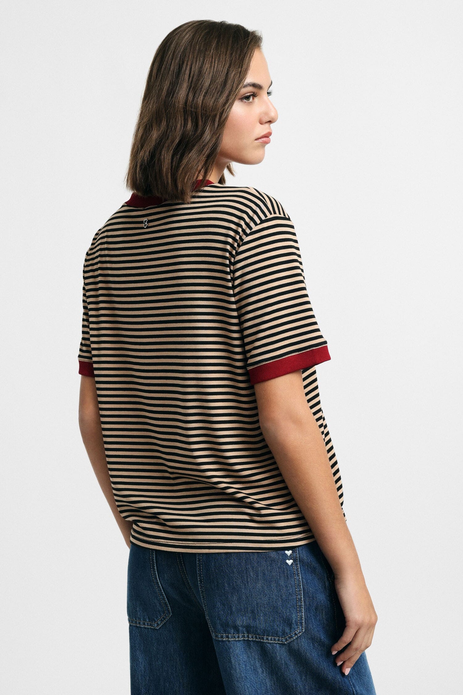 T-Shirt A Righe Con Scollo A V E Profili A Contrasto Please