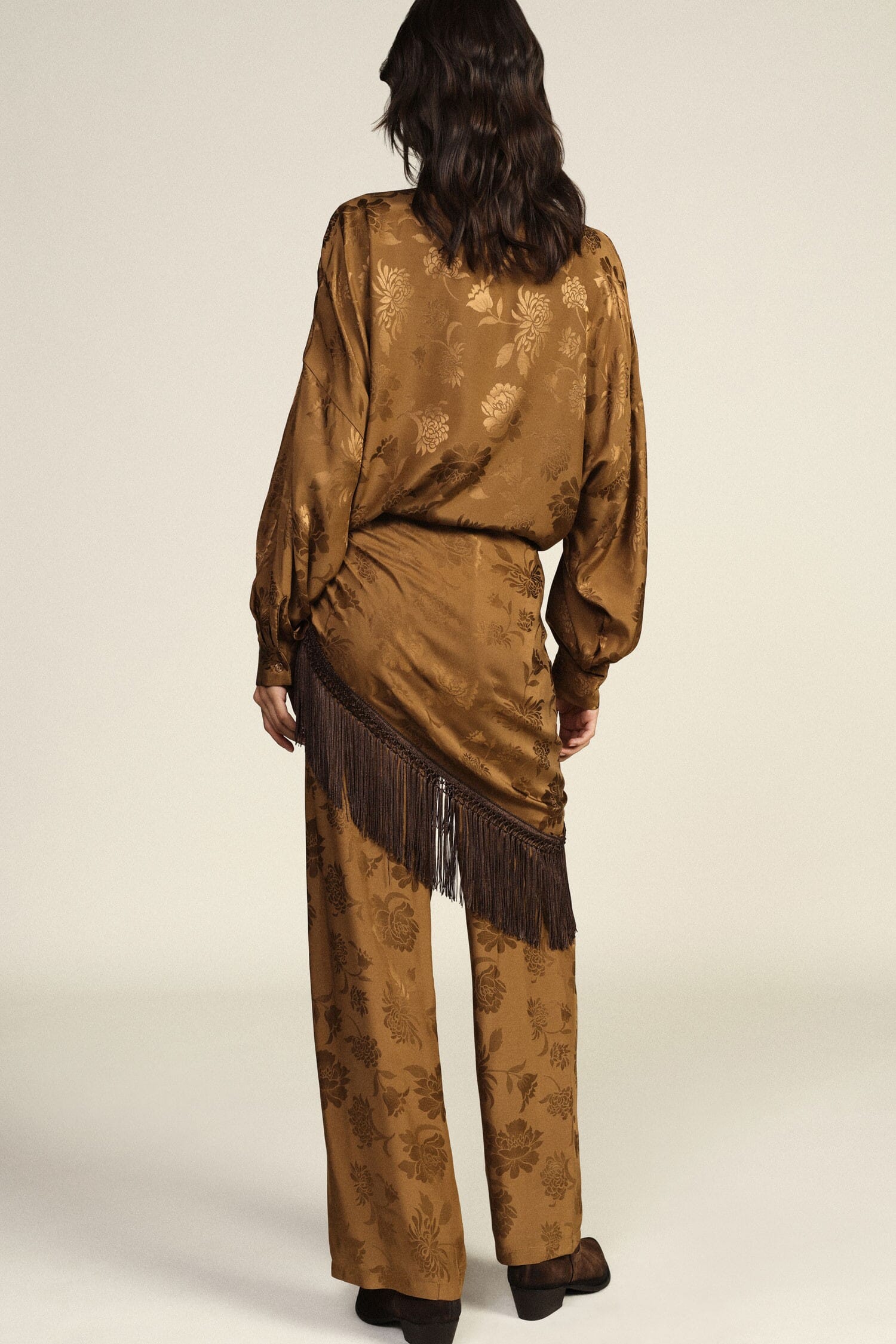 Pantaloni Palazzo Con Pannello E Frange Laterali Dixie