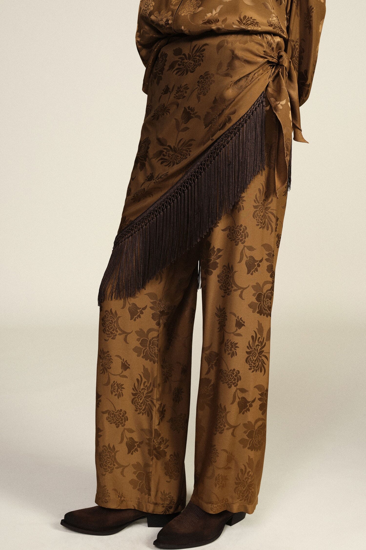 Pantaloni Palazzo Con Pannello E Frange Laterali Dixie
