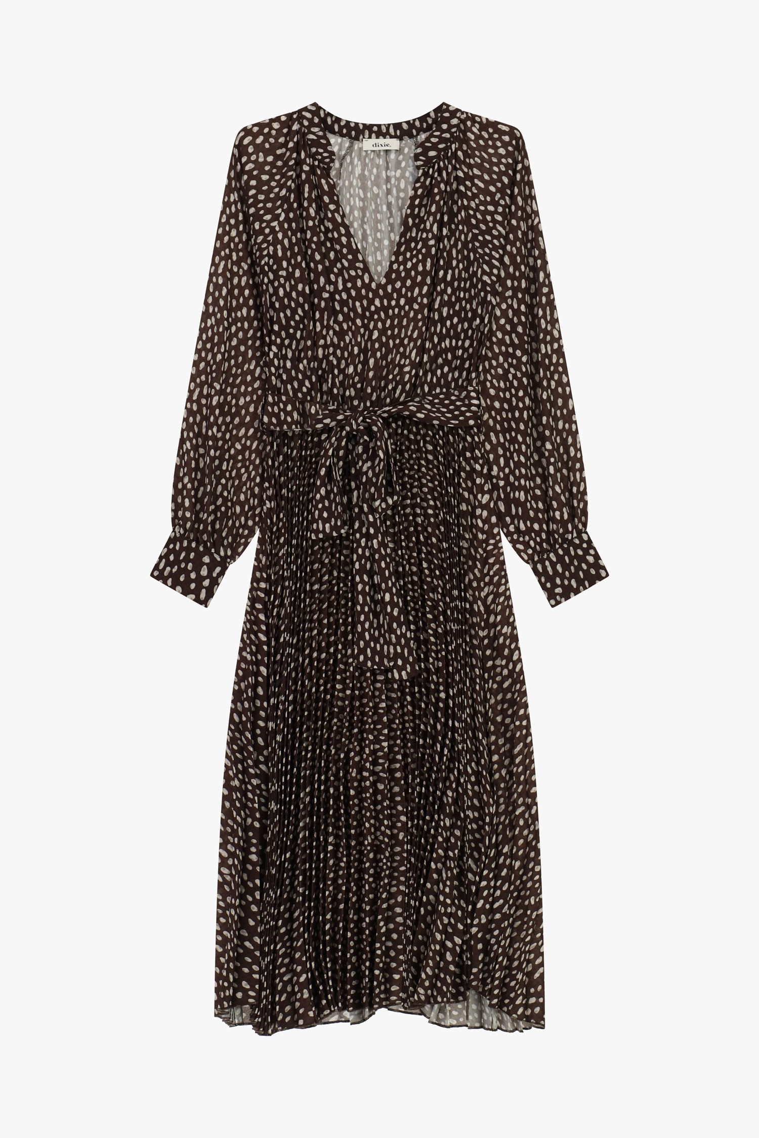 Robe midi à motifs avec ceinture et manches longues Dixie