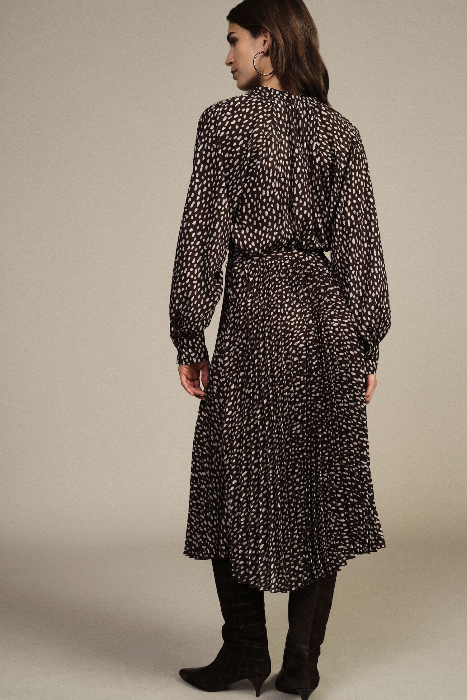 Robe midi à motifs avec ceinture et manches longues Dixie