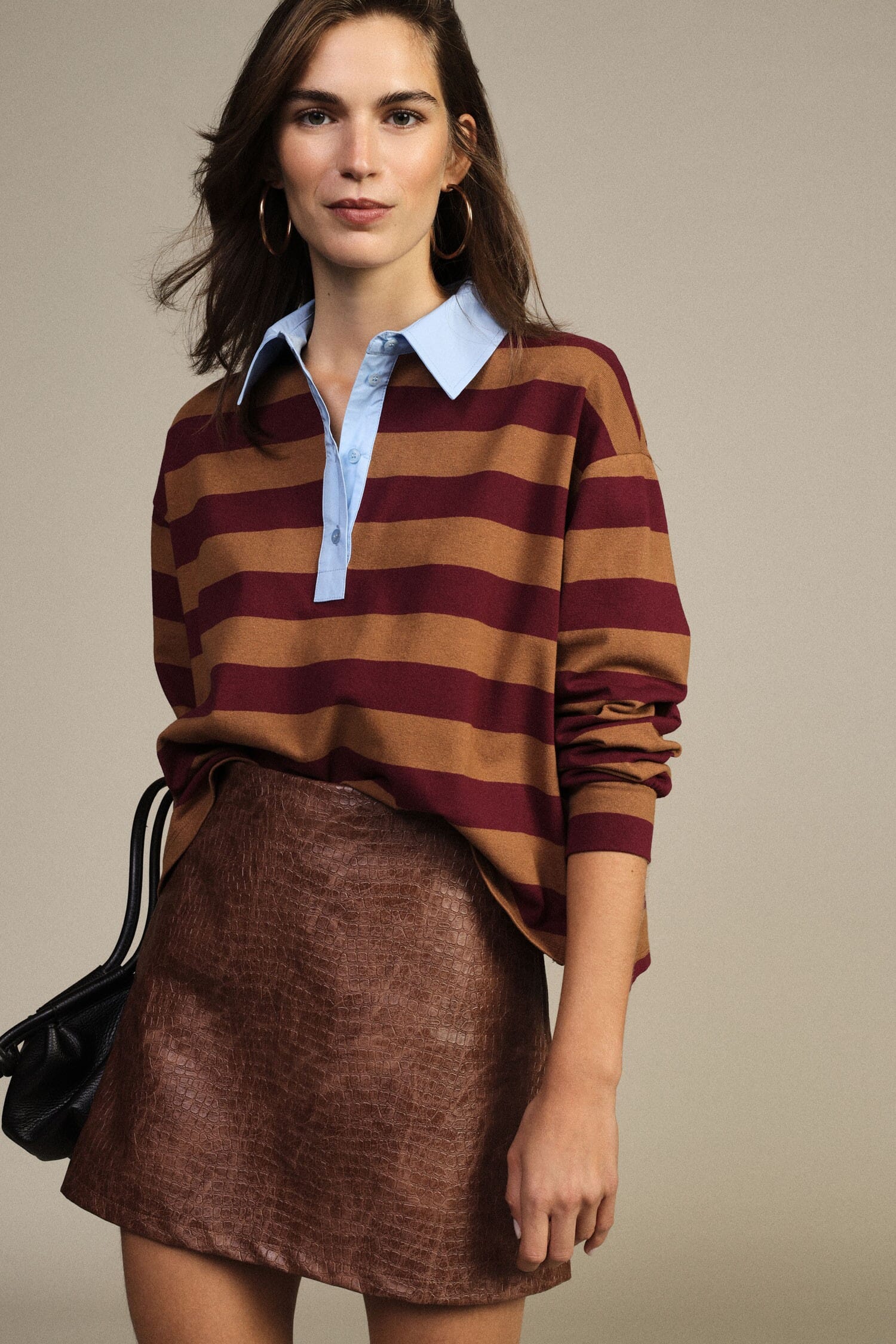 Maglia A Righe Collo A Contrasto E Maniche Lunghe Dixie
