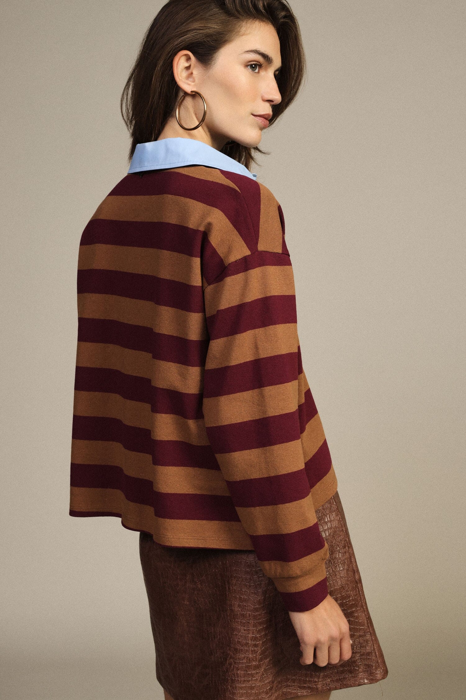 Maglia A Righe Collo A Contrasto E Maniche Lunghe Dixie