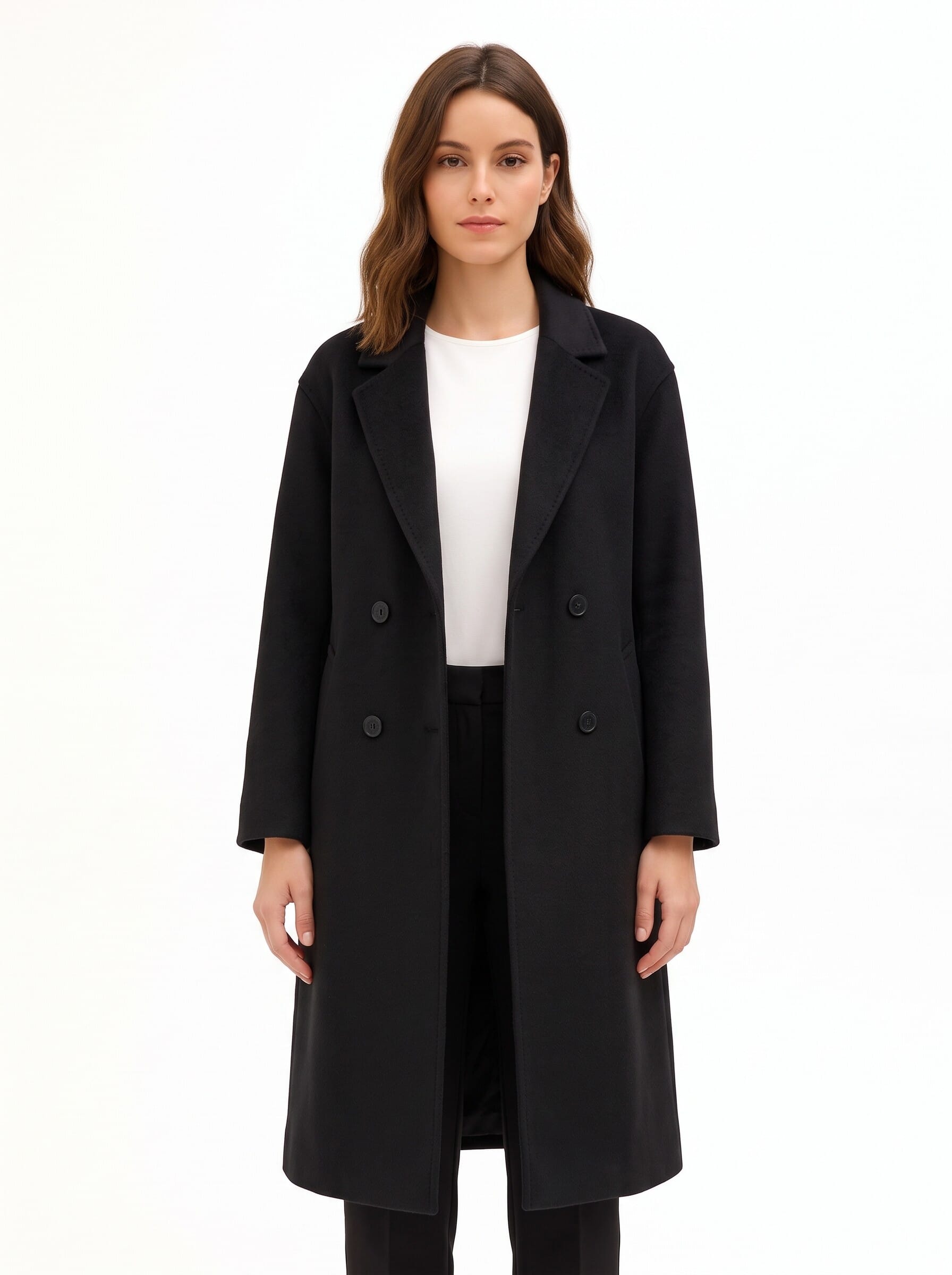 Cappotto Lungo Hand Made In Panno Misto Lana Rinascimento
