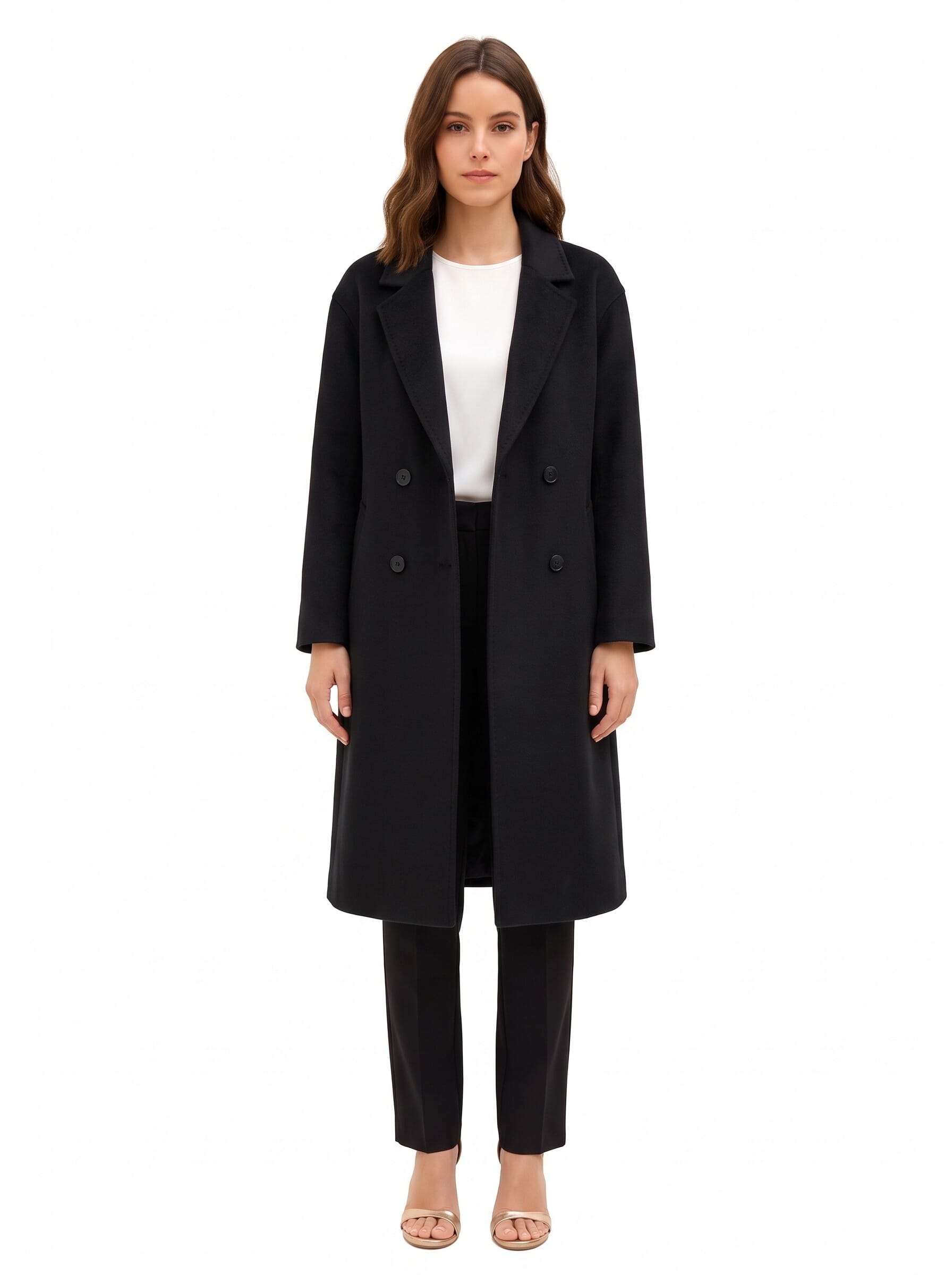 Cappotto Lungo Hand Made In Panno Misto Lana Rinascimento