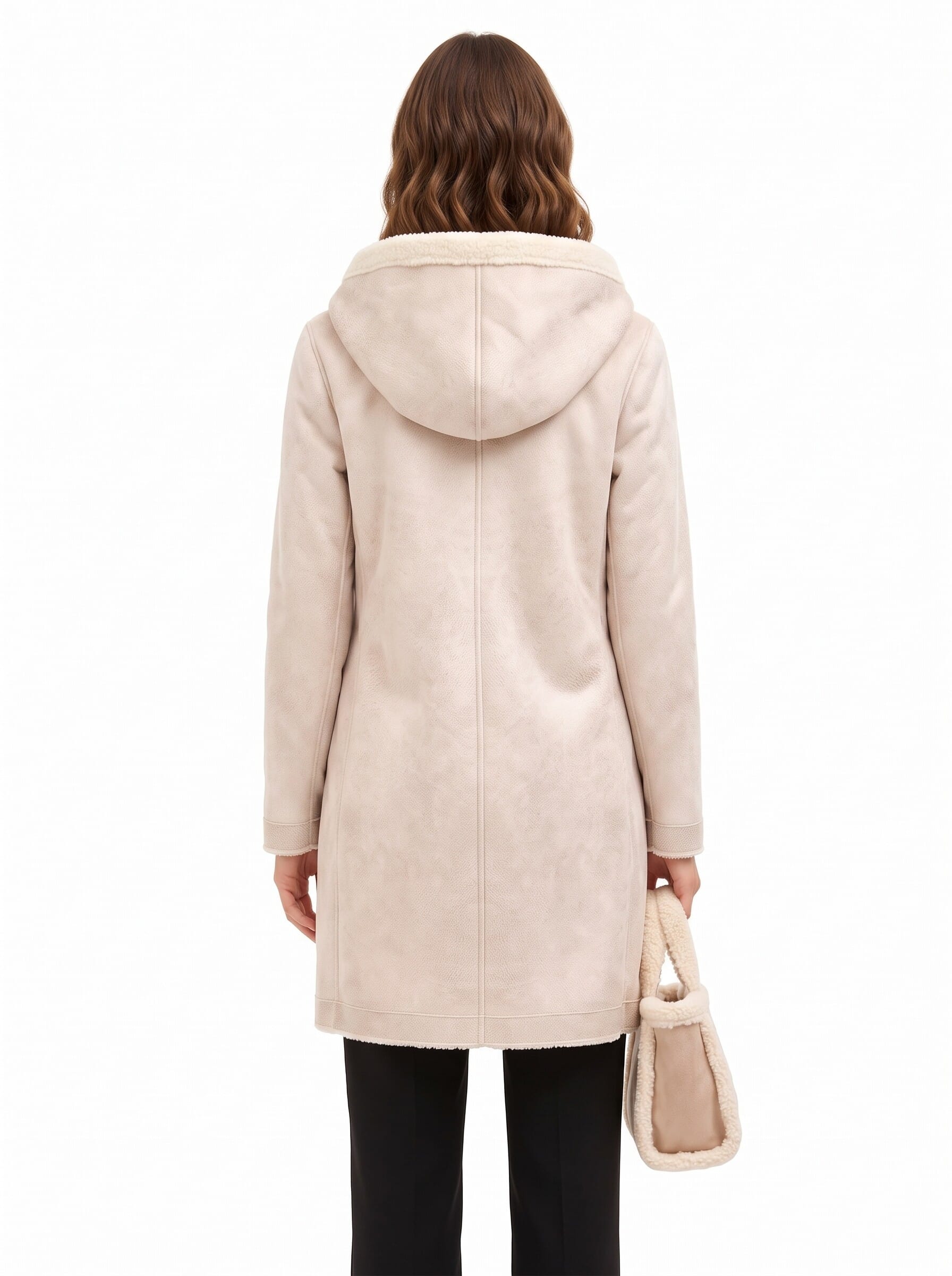 Cappotto Lungo In Simil Montone Con Borsetta Coordinata E Cappuccio Rinascimento
