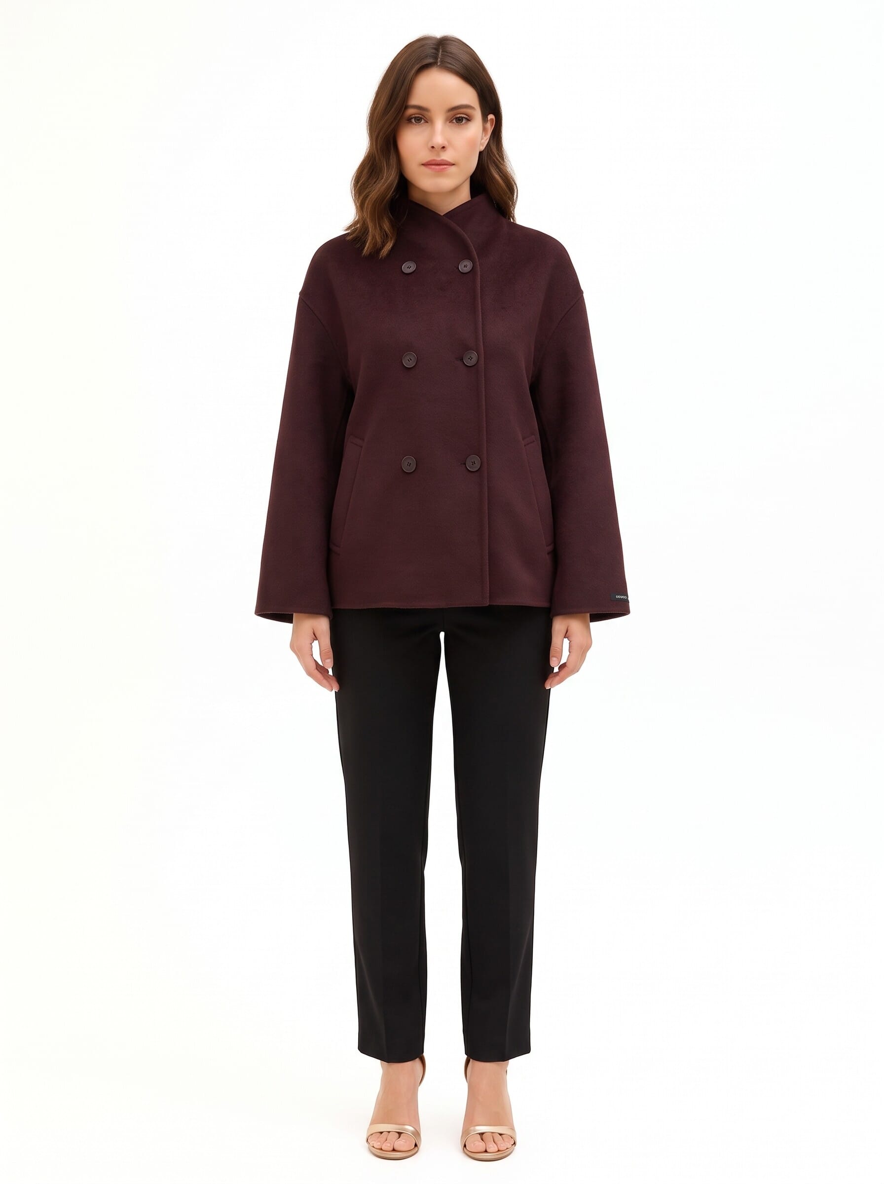 Cappotto Corto Over Hand Made In Panno Misto Lana Rinascimento