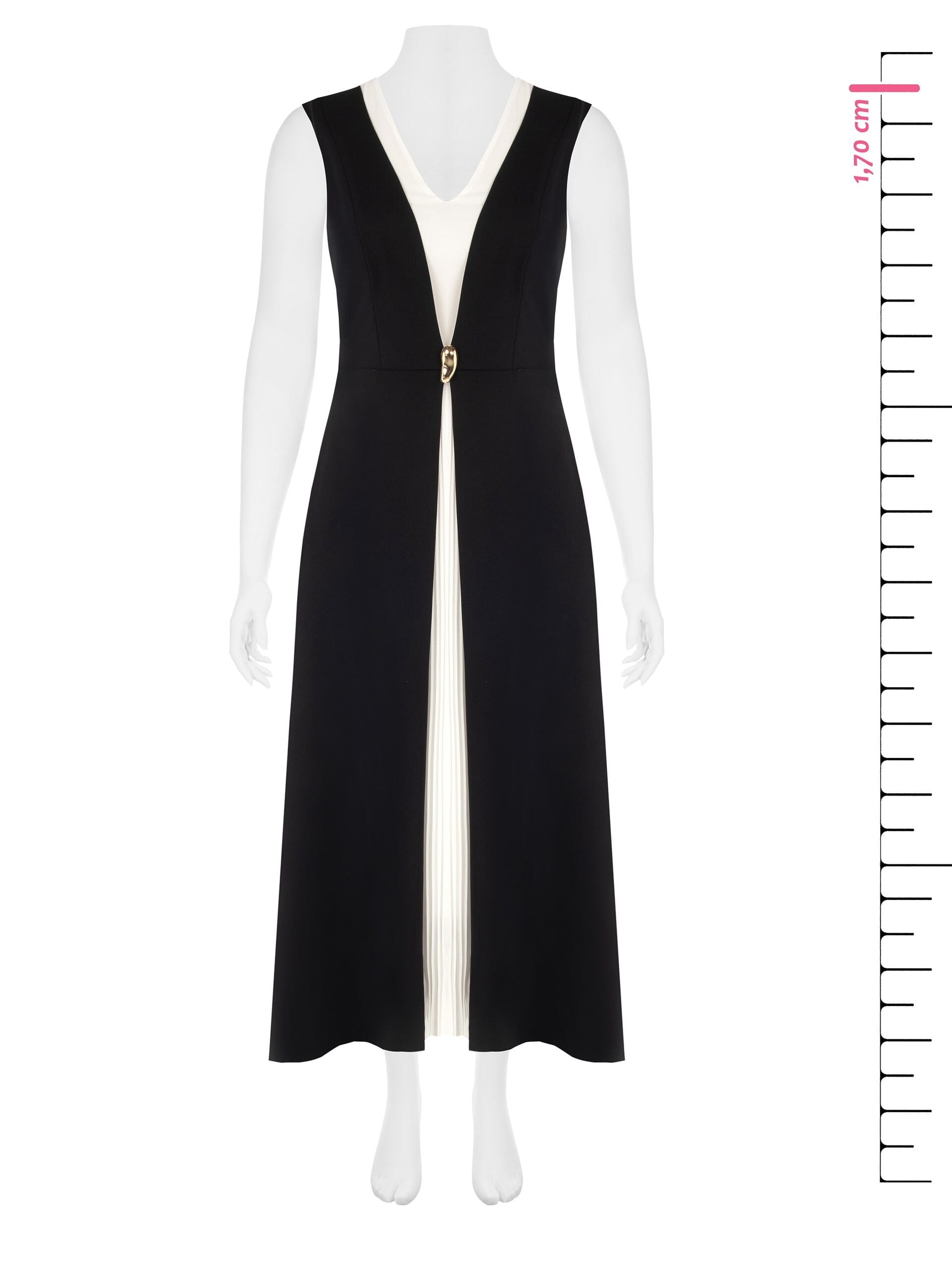 Long Curvy Dress in Two-Tone Scuba Crepe with Contrasting Pleated Panel – Rinascimento Curvy