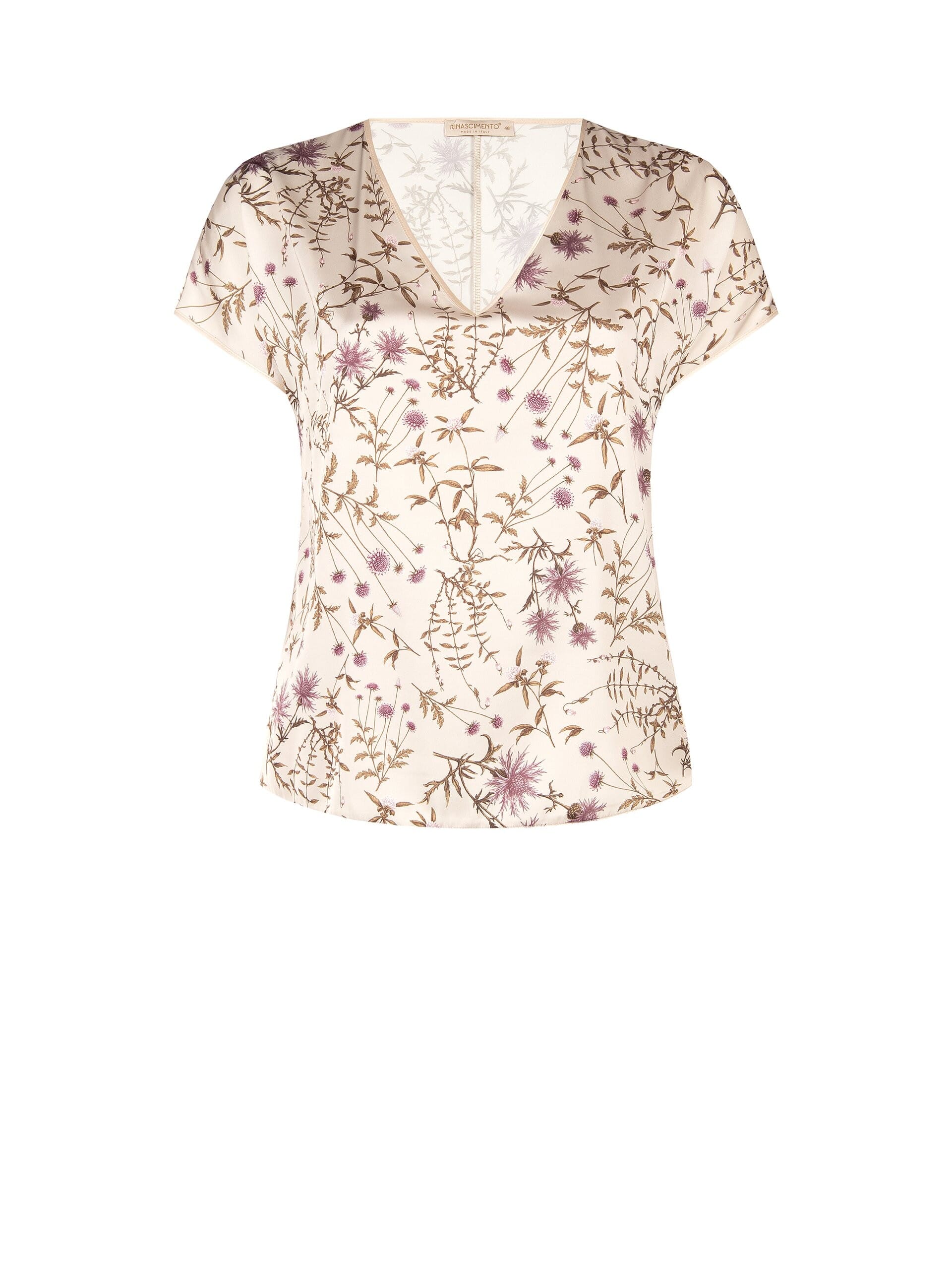 Blusa Fluida Curvy In Raso Motivo A Fiori Rinascimento Curvy