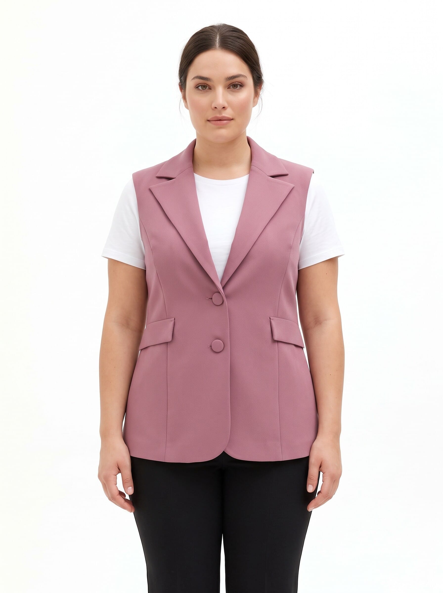 Gilet Curvy Sfiancato In Scuba Crepe Rinascimento Curvy