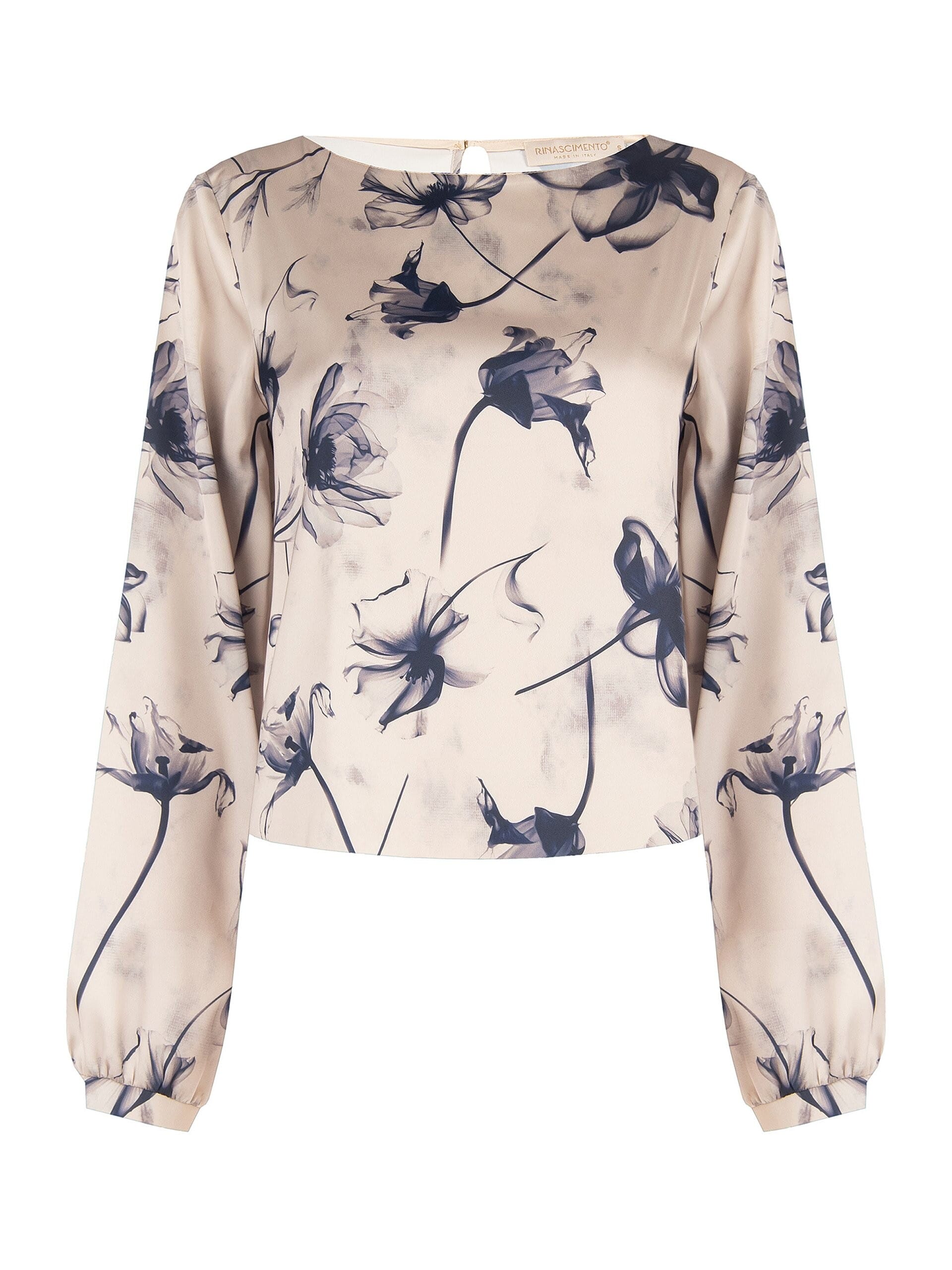 Blusa Fluida In Raso A Fiori Grandi Rinascimento
