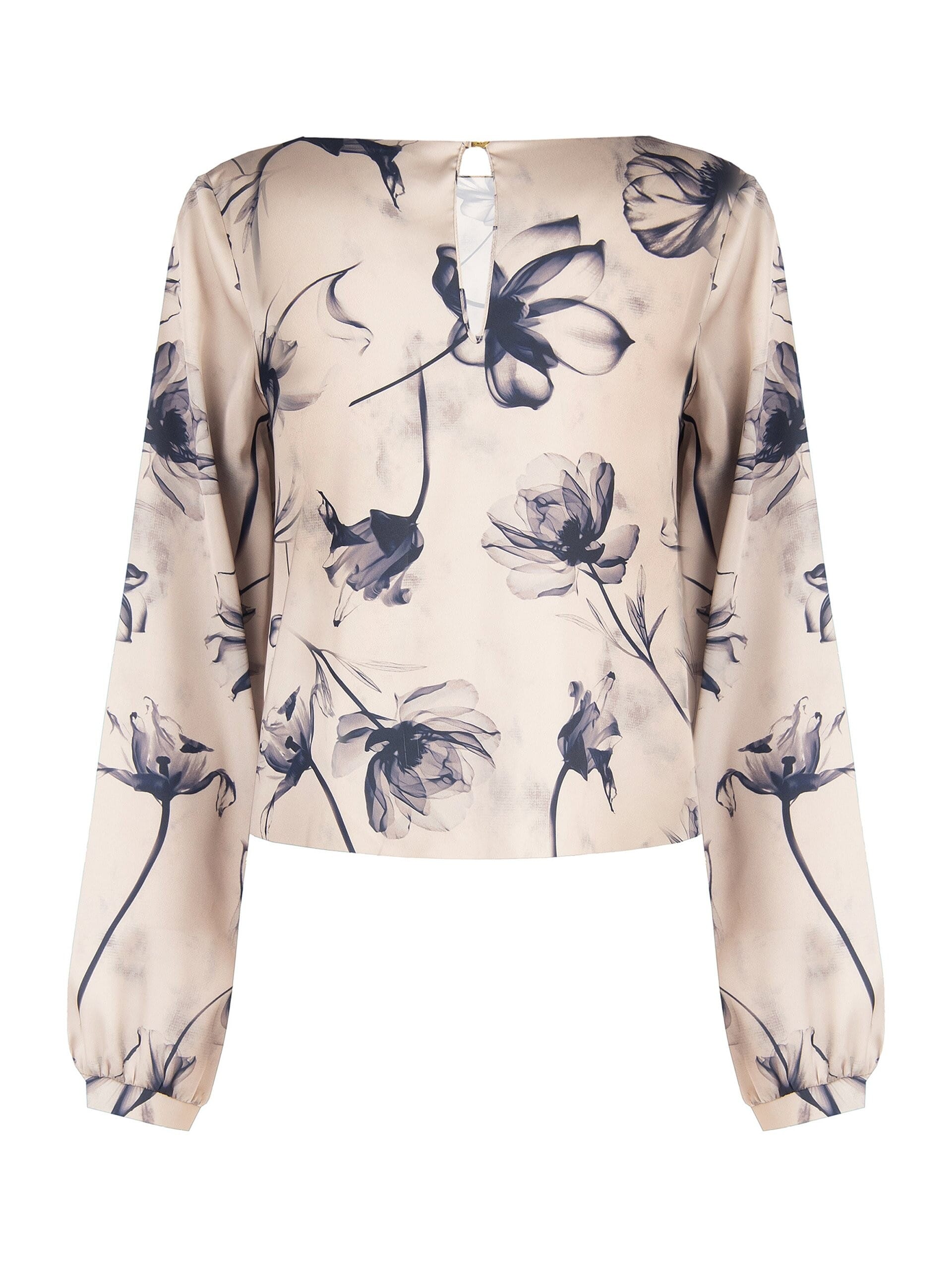 Blusa Fluida In Raso A Fiori Grandi Rinascimento