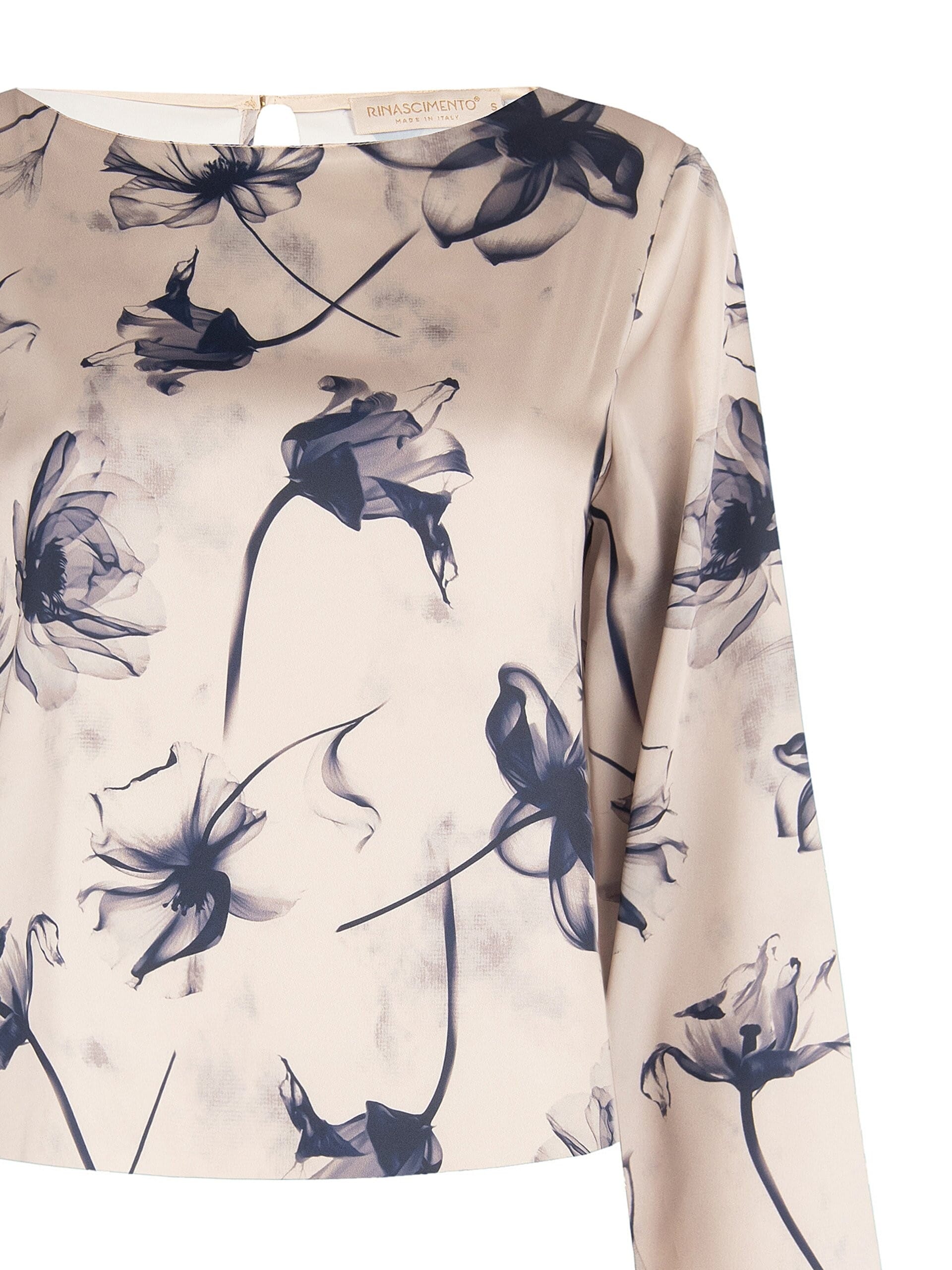Blusa Fluida In Raso A Fiori Grandi Rinascimento
