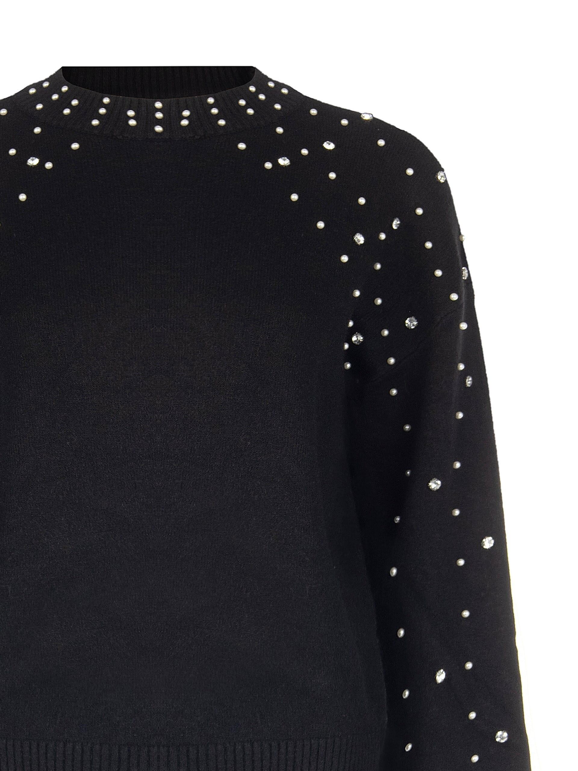Maglione In Misto Viscosa Con Cristalli E Perle Rinascimento