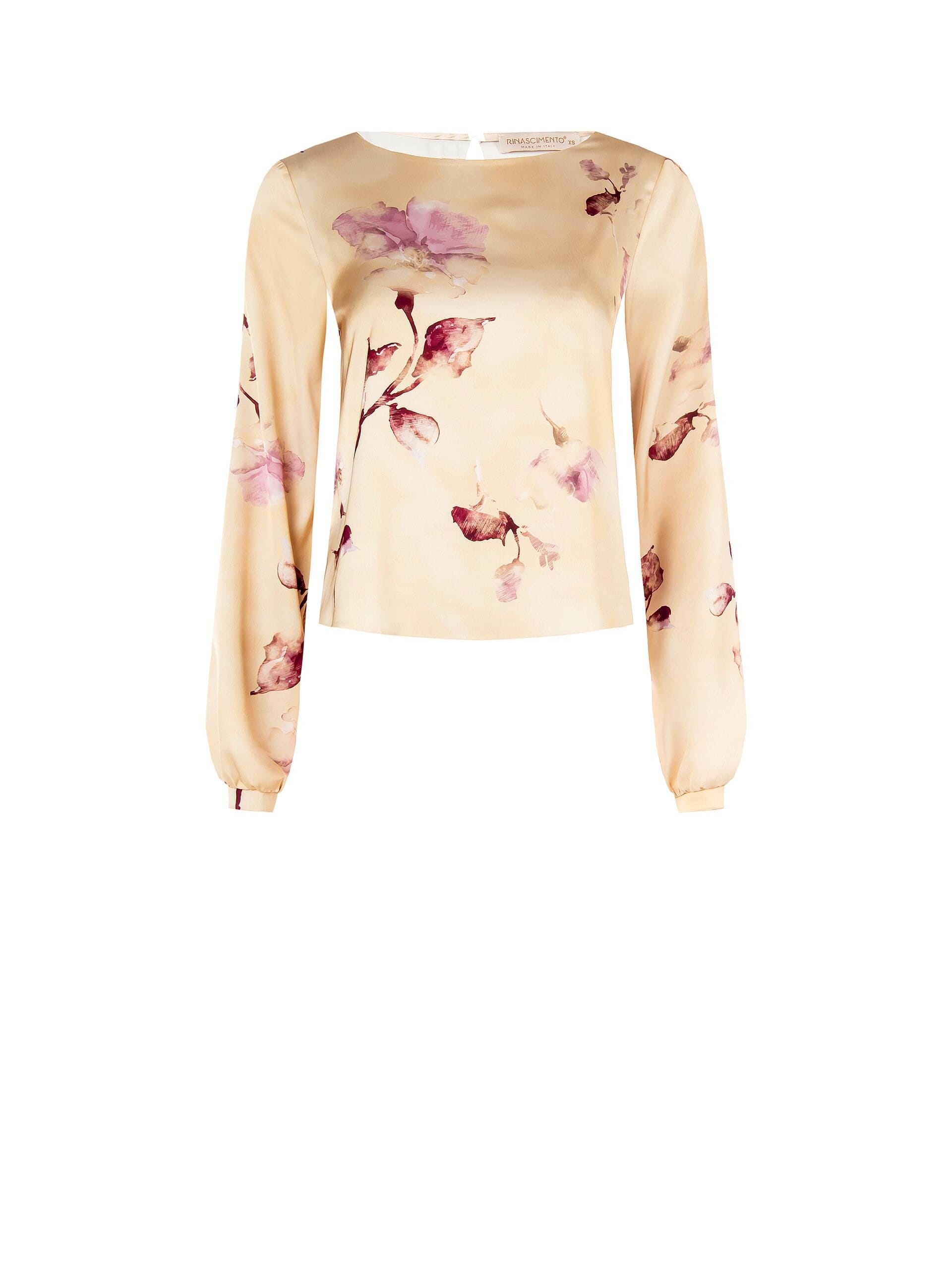 Blusa Ampia E Fluida In Raso A Fiori Rinascimento