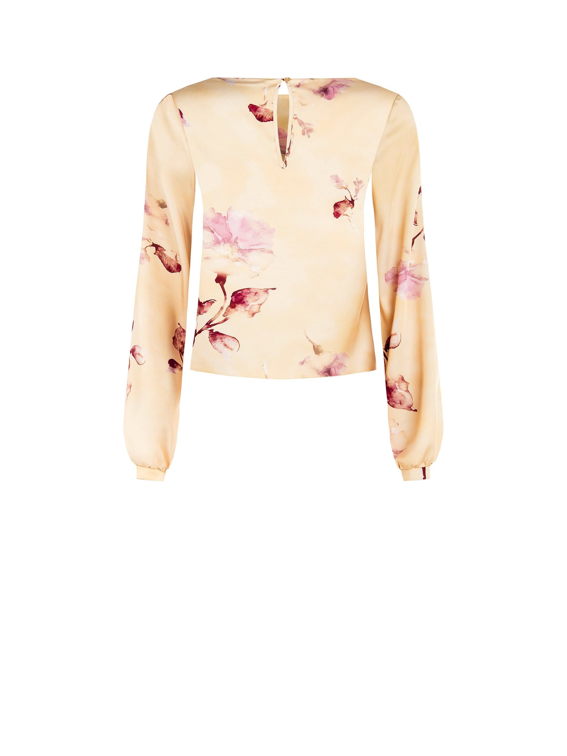 Blusa Ampia E Fluida In Raso A Fiori Rinascimento