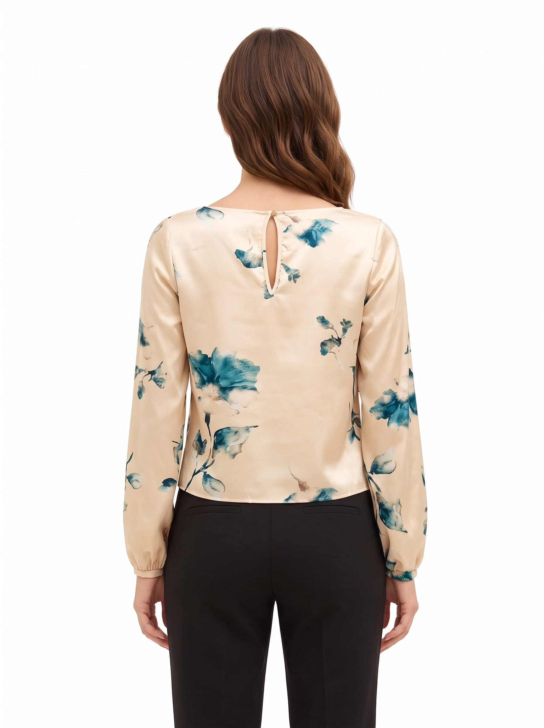 Blusa Ampia E Fluida In Raso A Fiori Rinascimento