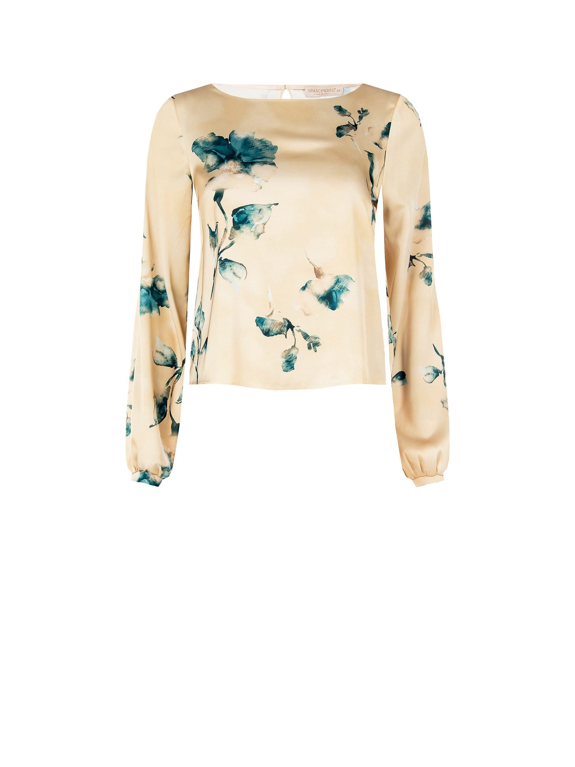 Blusa Ampia E Fluida In Raso A Fiori Rinascimento