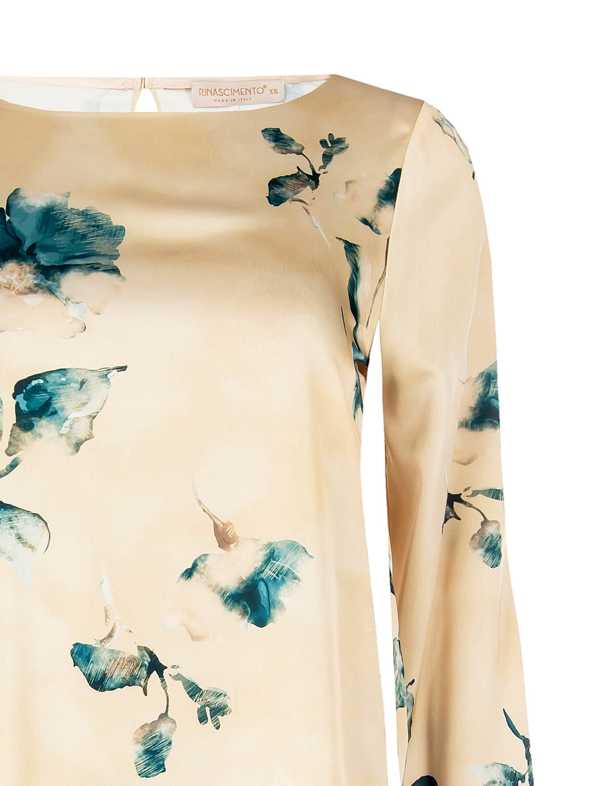 Blusa Ampia E Fluida In Raso A Fiori Rinascimento
