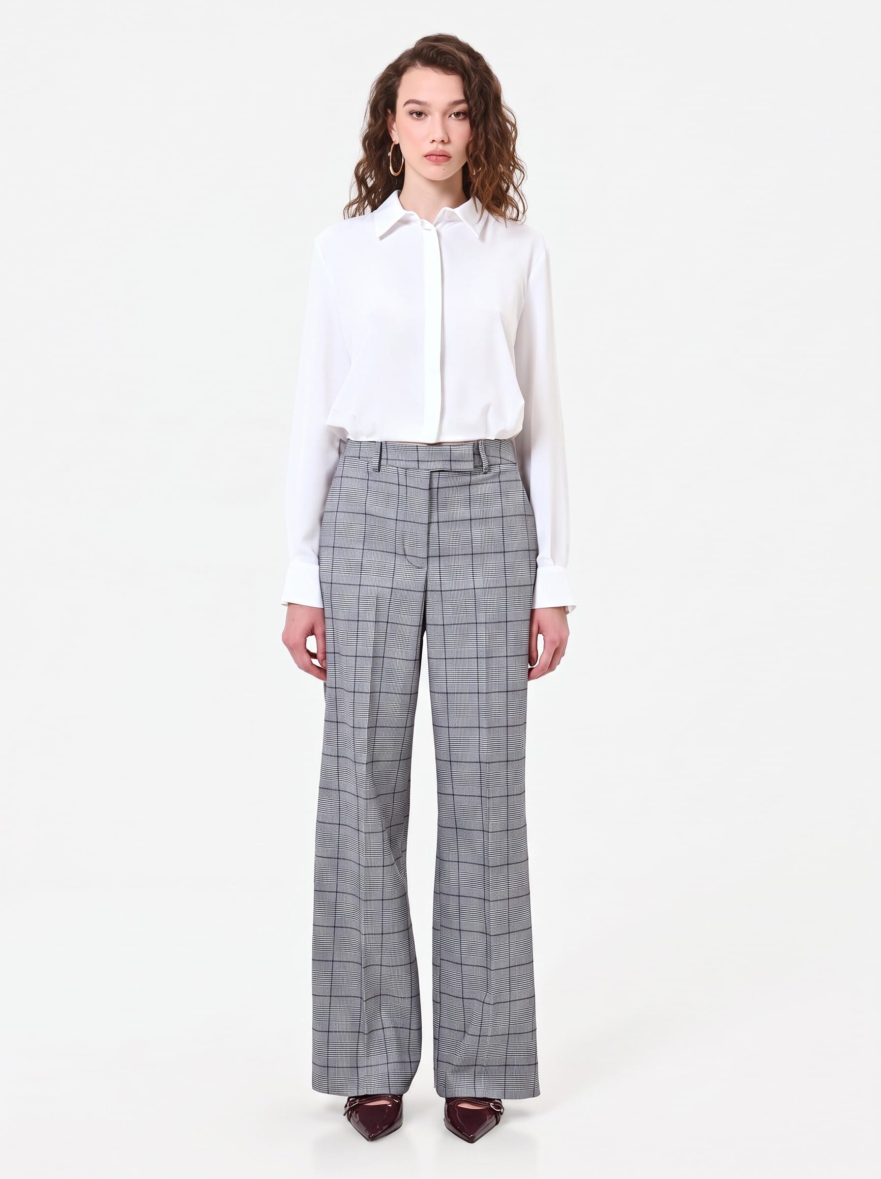 Rinascimento Flowing Crop Shirt in Matt Satin with Concealed Buttons