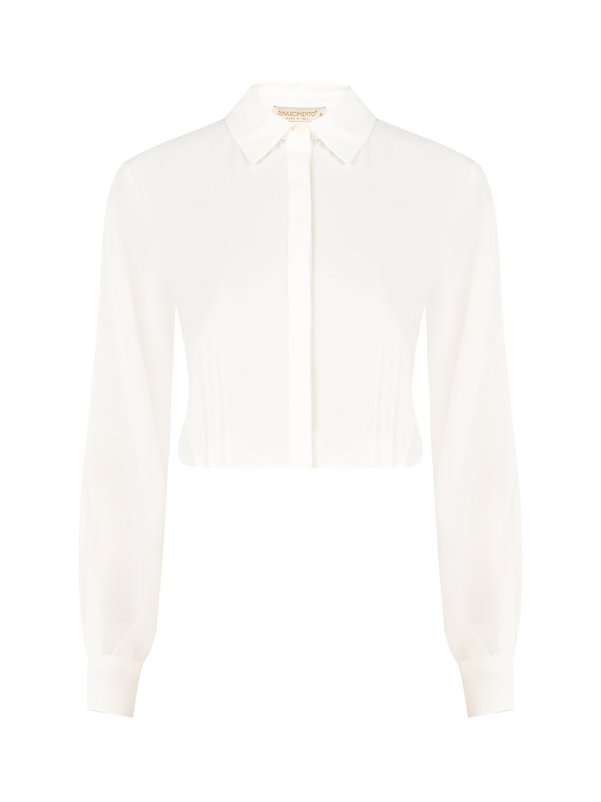 Rinascimento Flowing Crop Shirt in Matt Satin with Concealed Buttons