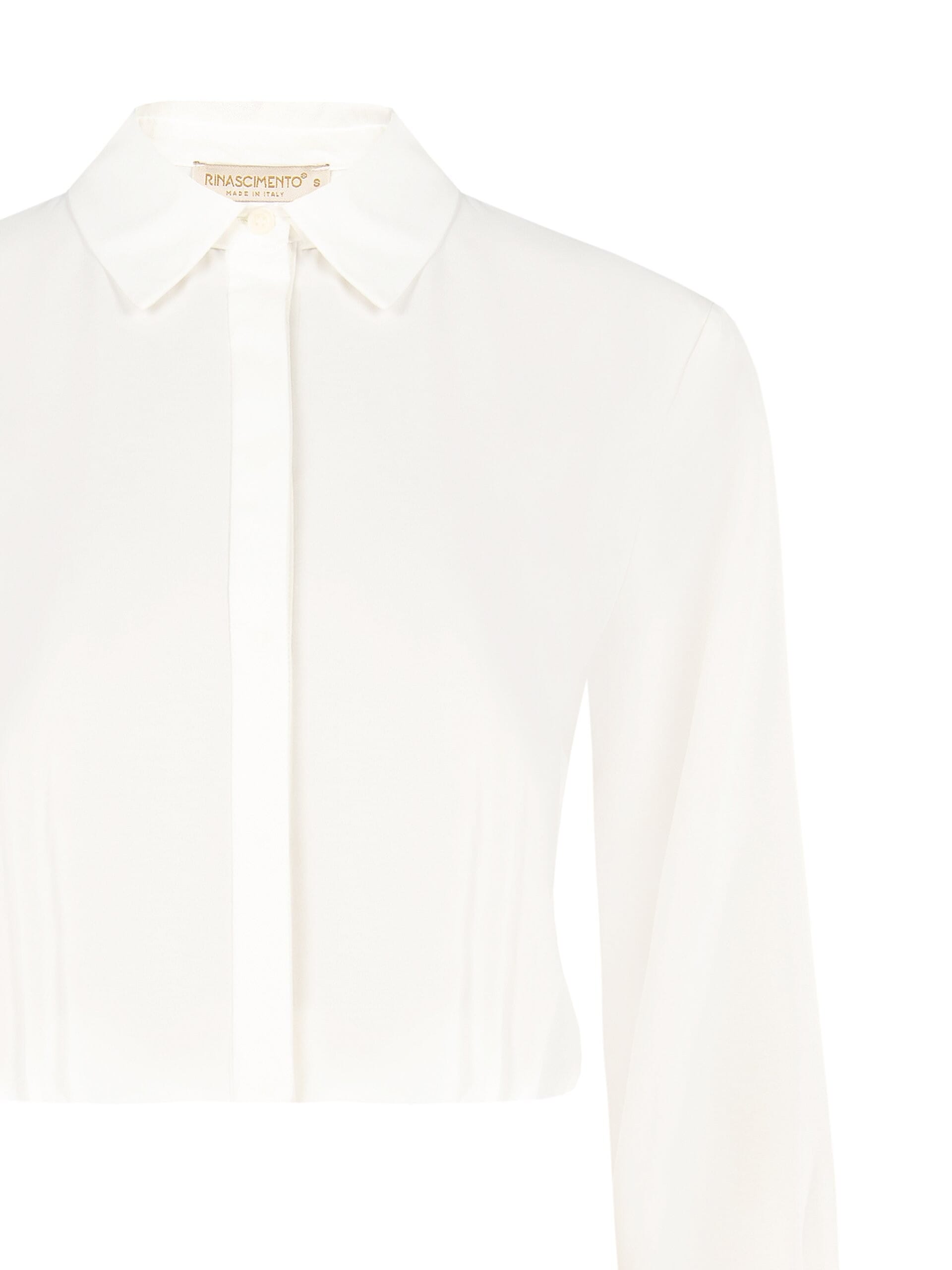 Rinascimento Flowing Crop Shirt in Matt Satin with Concealed Buttons