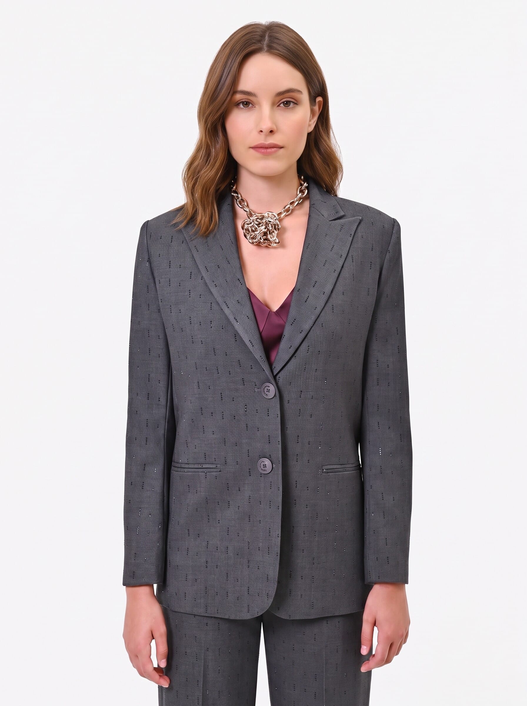 Veste blazer en polyviscose avec strass « Rinascimento »