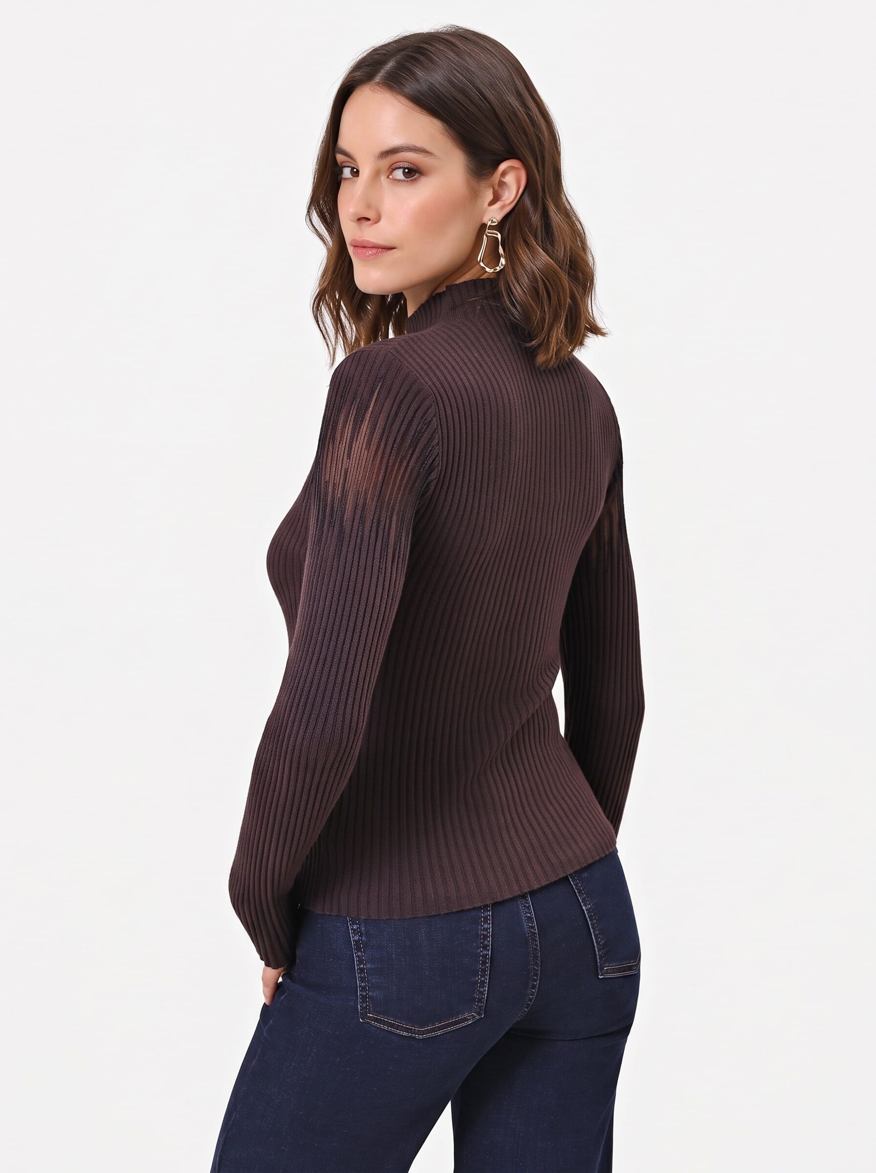 Maglione Aderente A Coste Con Inserti In Tulle Rinascimento