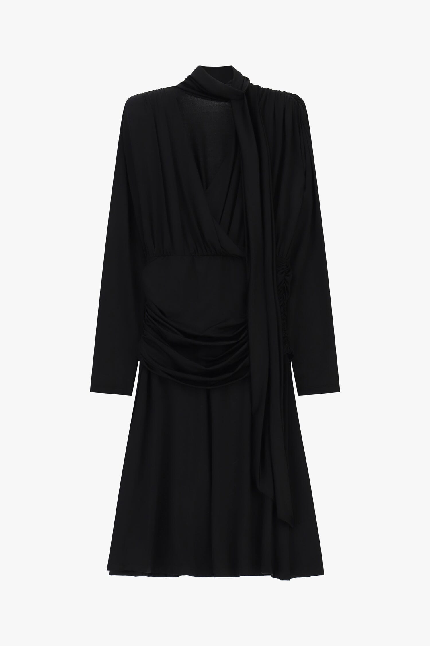 Abito Midi Plissettato Con Drappeggio E Cintura Annodata Dixie