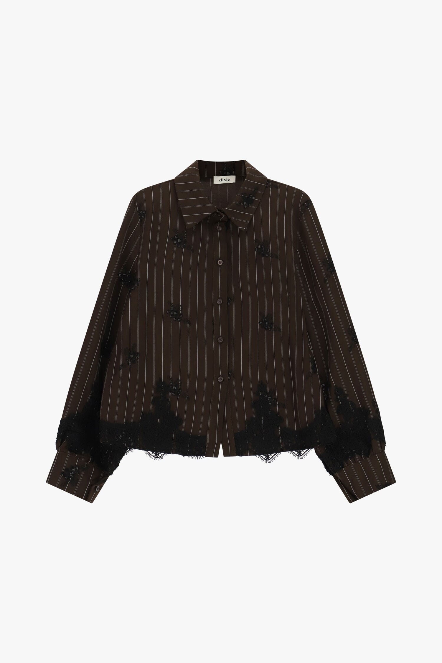 Camicia A Righe Con Dettagli In Pizzo E Fit Dritto Dixie