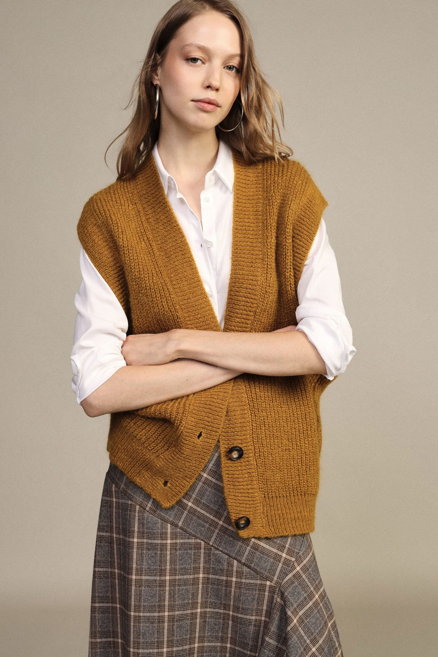 Gilet A Costine Con Scollo A V E Bottoni Dixie