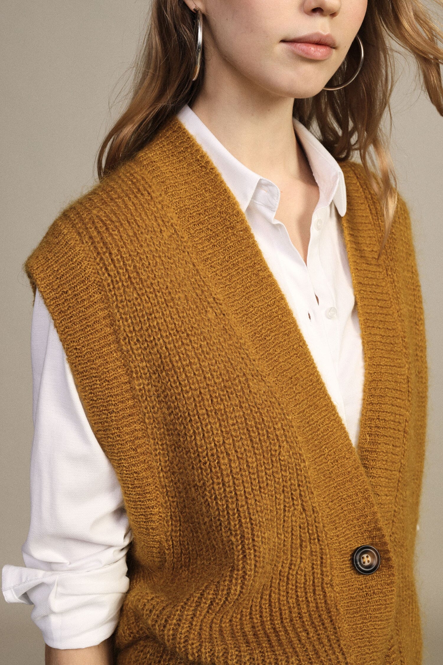 Gilet A Costine Con Scollo A V E Bottoni Dixie