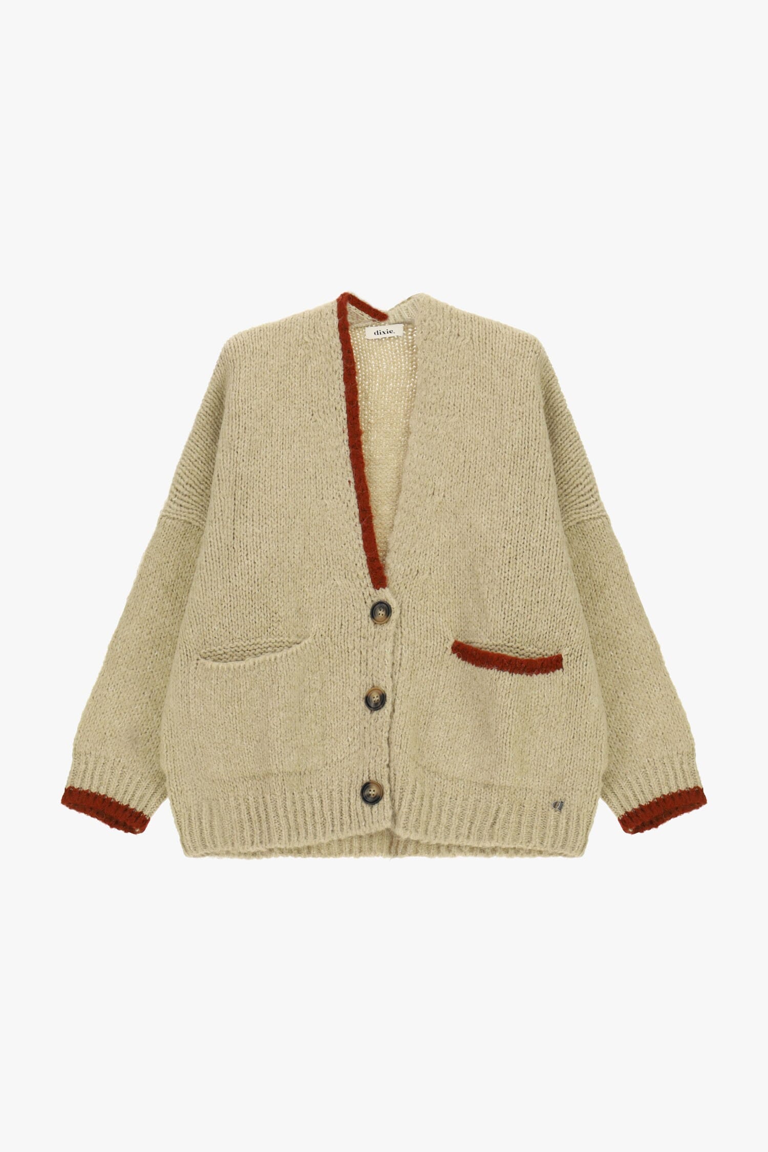 Cardigan Oversize Con Profili A Contrasto E Tasche Dixie