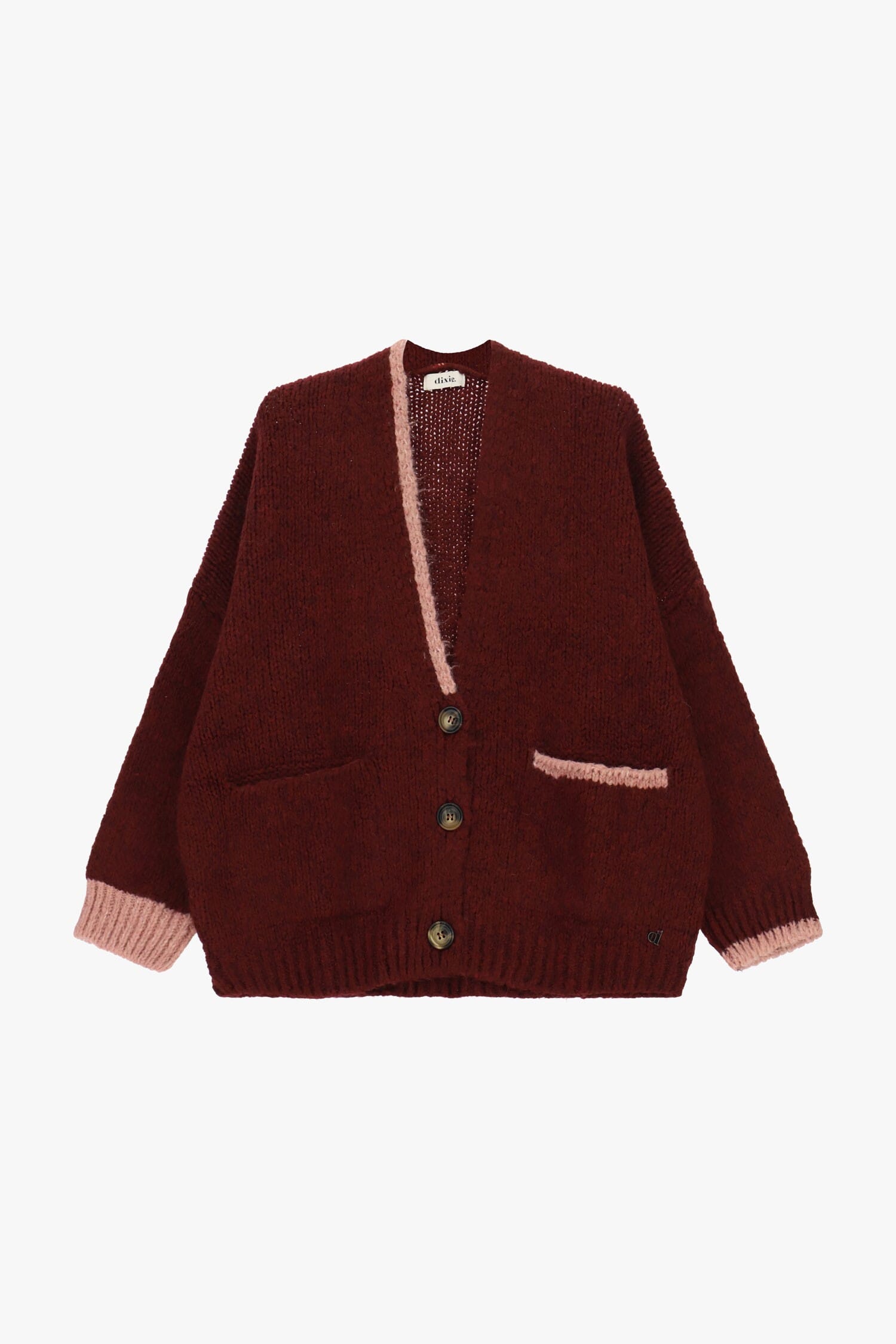 Cardigan Oversize Con Profili A Contrasto E Tasche Dixie