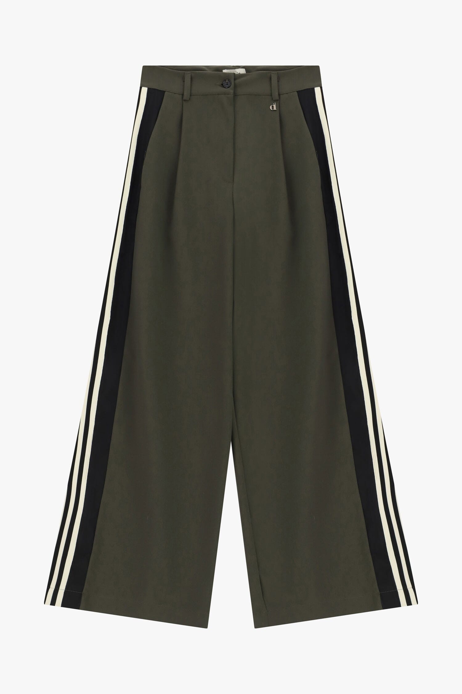 Pantaloni Palazzo A Vita Alta Con Bande Laterali Dixie