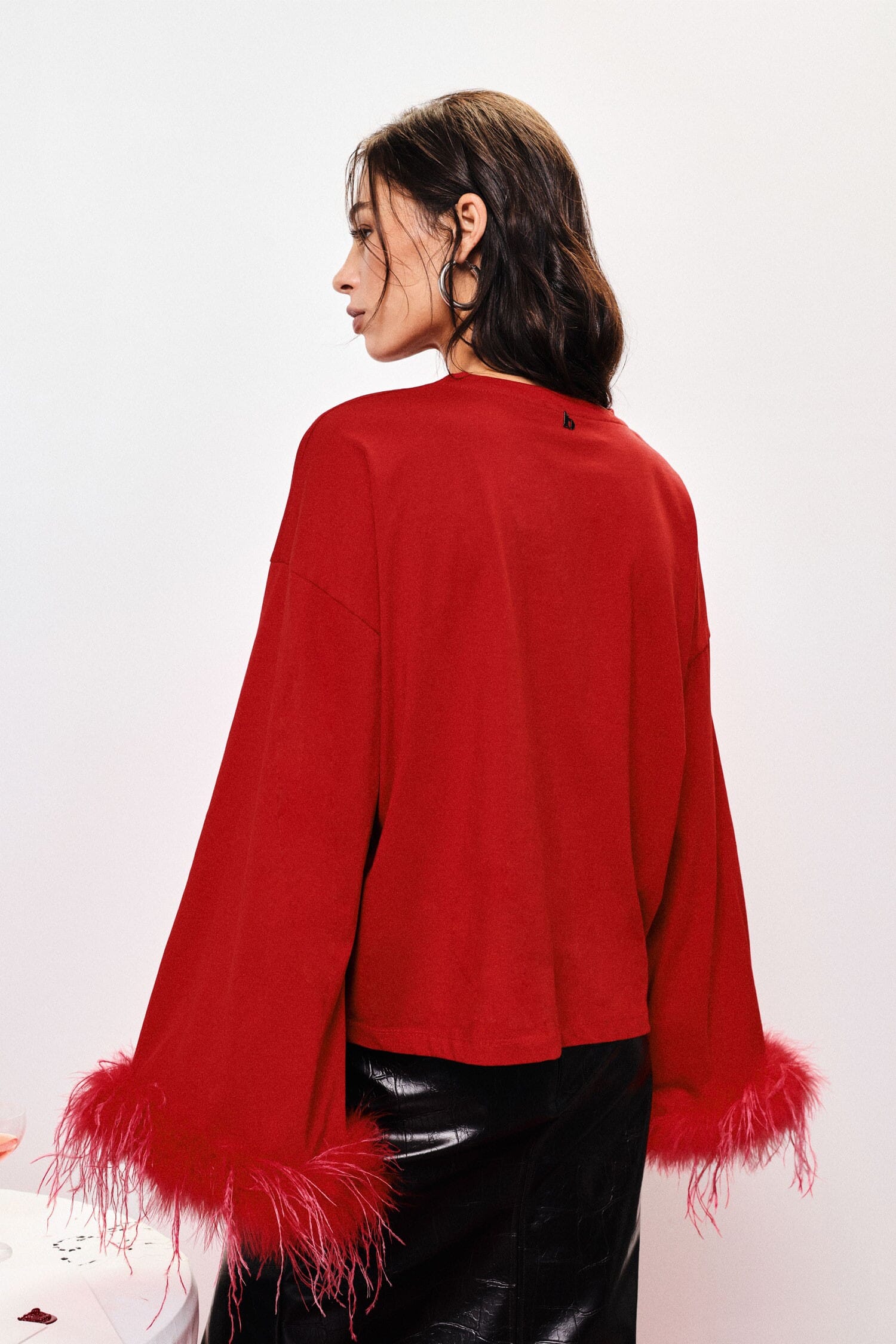 Maglia A Maniche Lunghe Con Polsini In Piume Dixie
