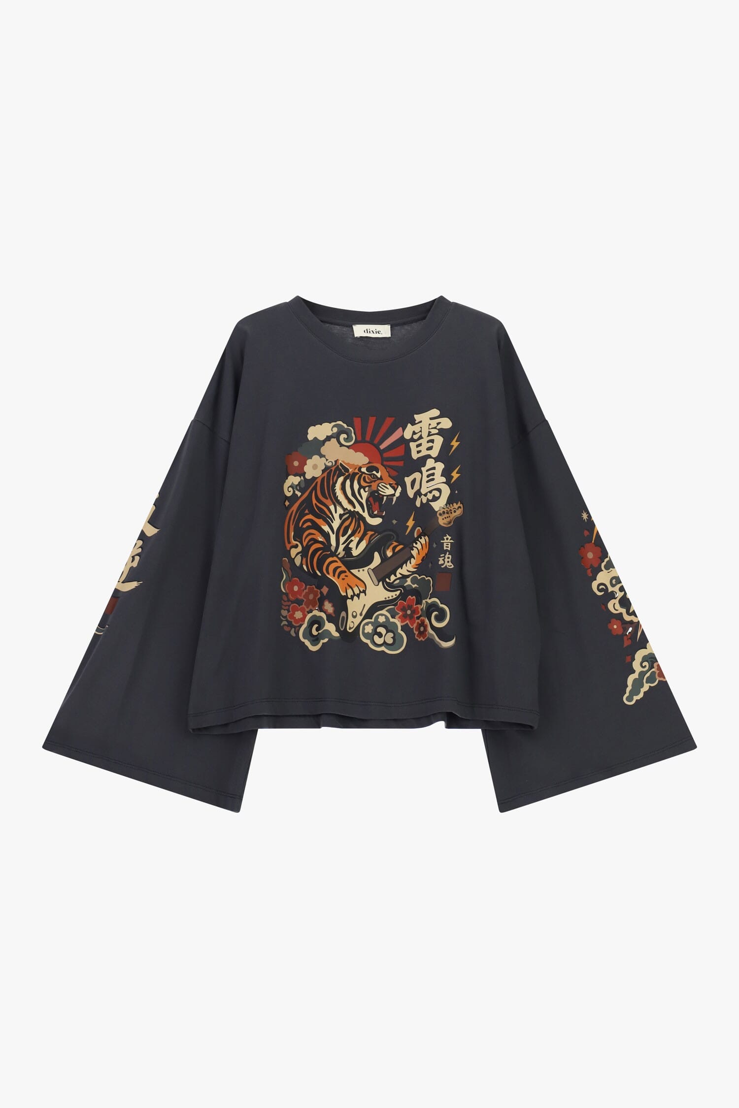 Maglietta Maniche Lunghe Kimono Stampa Tigre Dixie